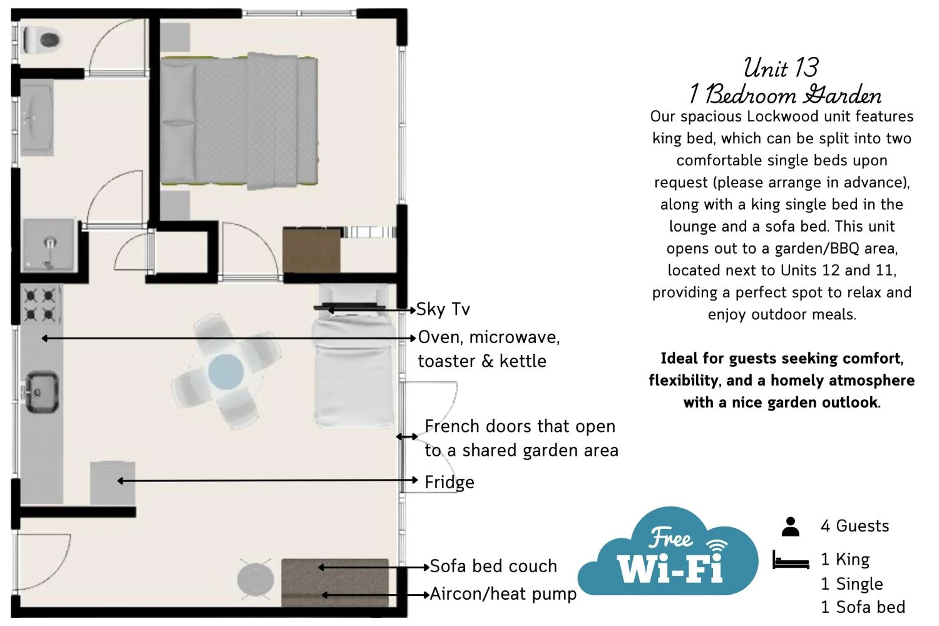Floor plan in Waikanae Beach Motel