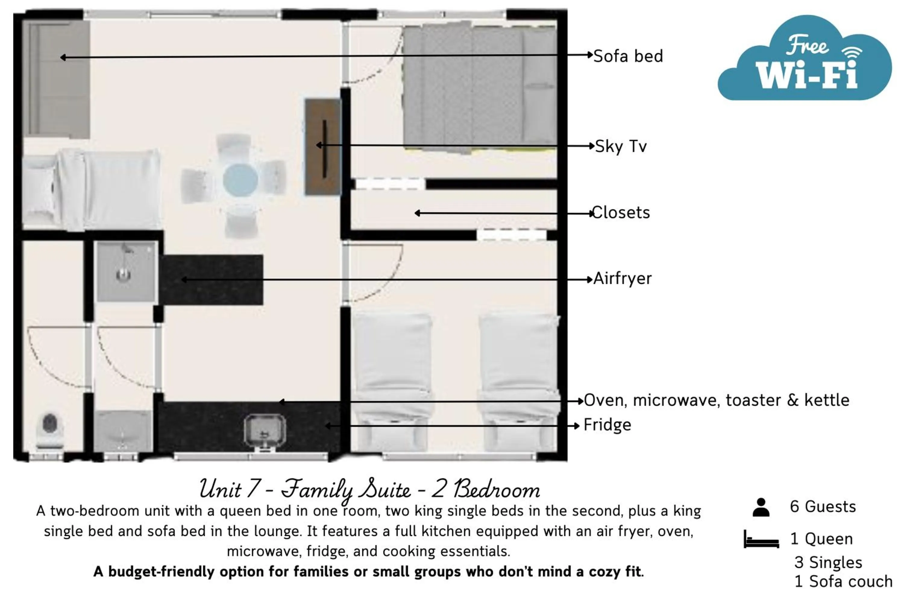 Floor plan in Waikanae Beach Motel