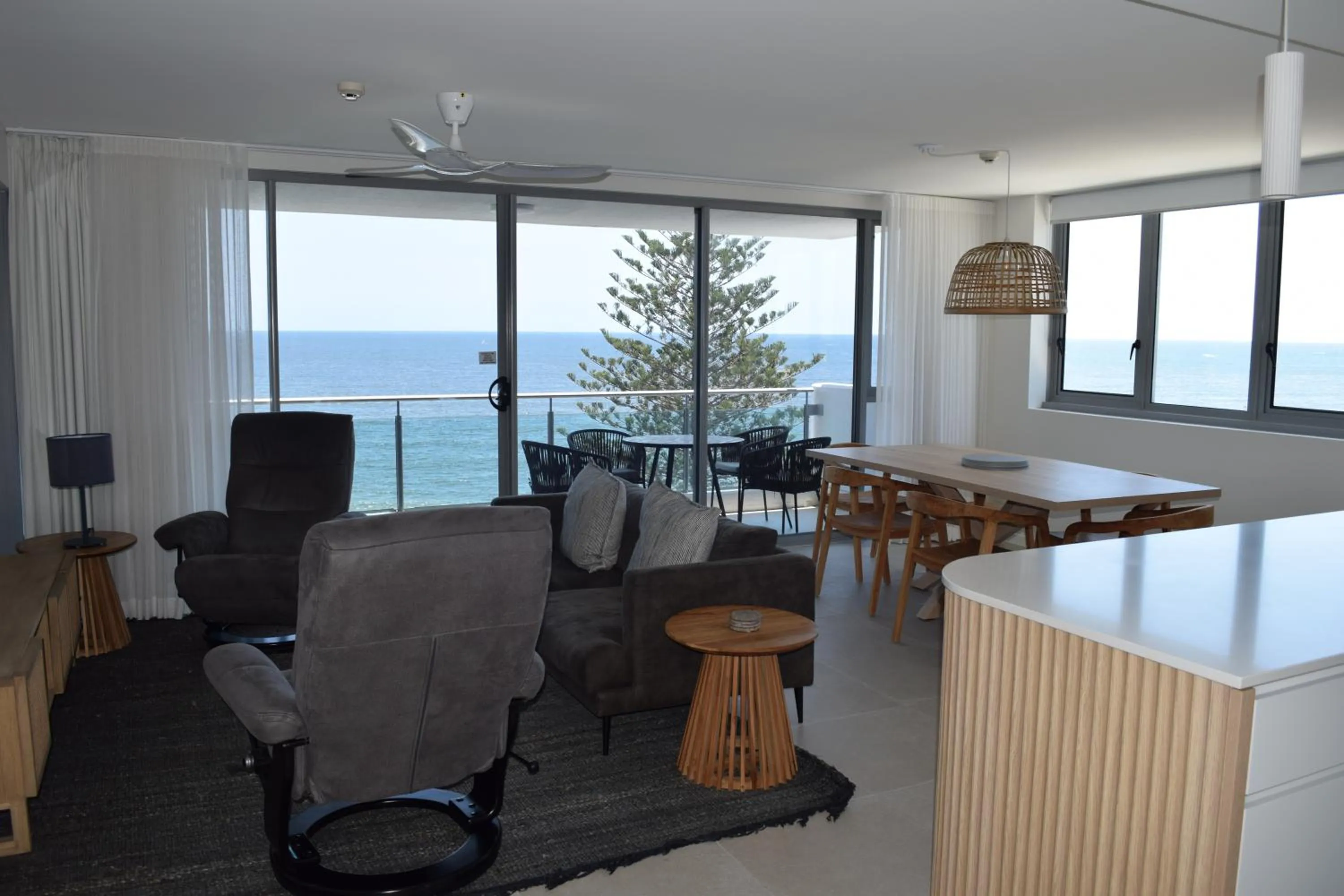 Living room in Northwind Beachfront Apartments