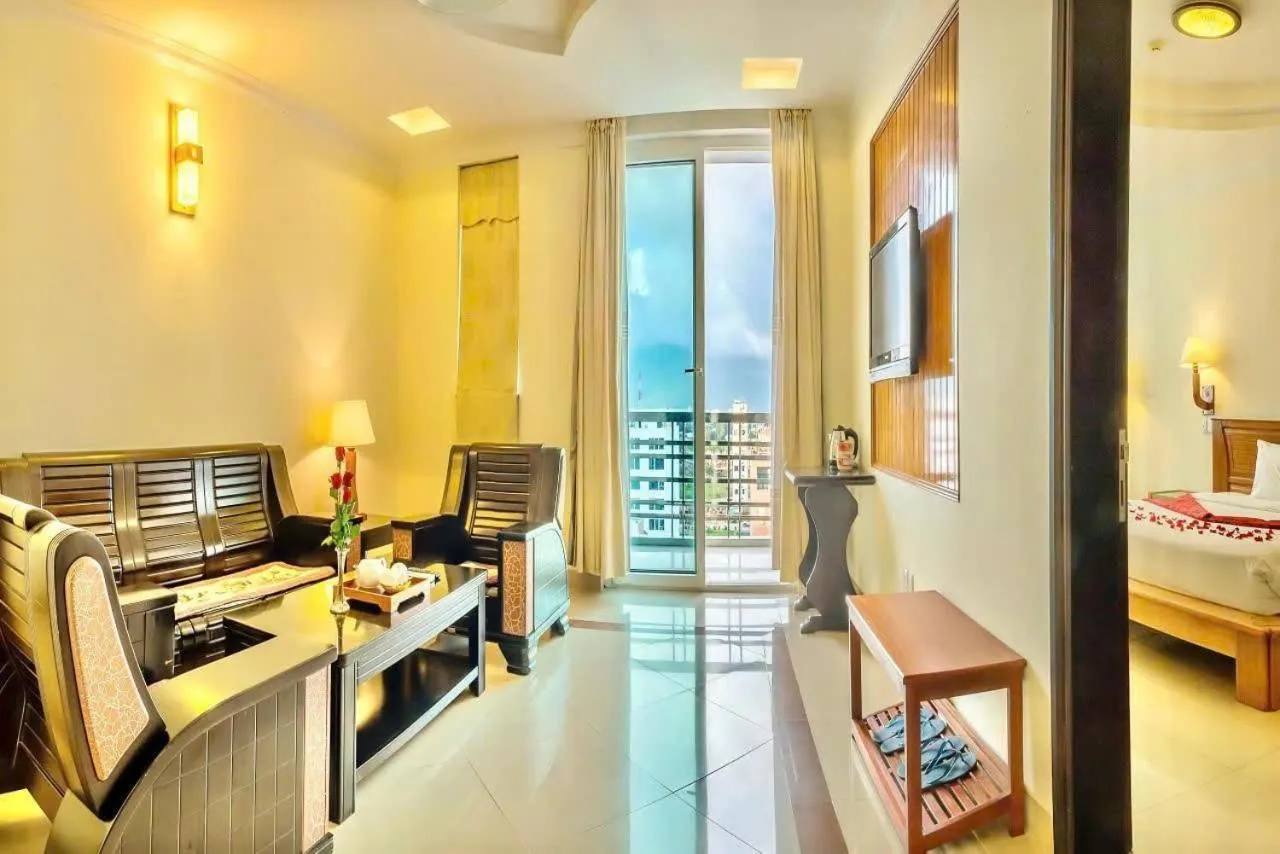 View (from property/room), Bed in Golden Sea Hotel Da Nang