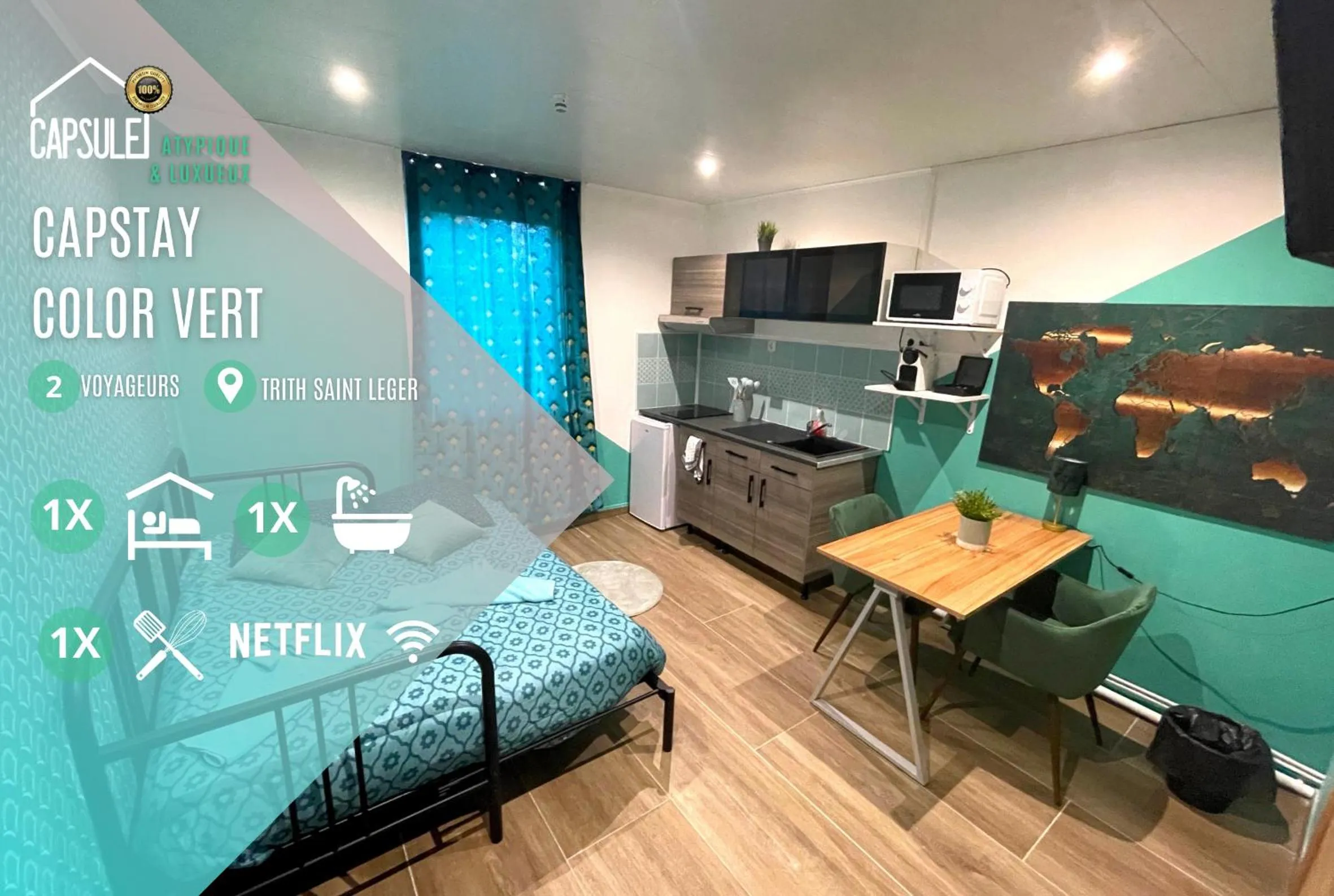 Photo of the whole room, Bed in Capstay Color Valenciennes & Netflix