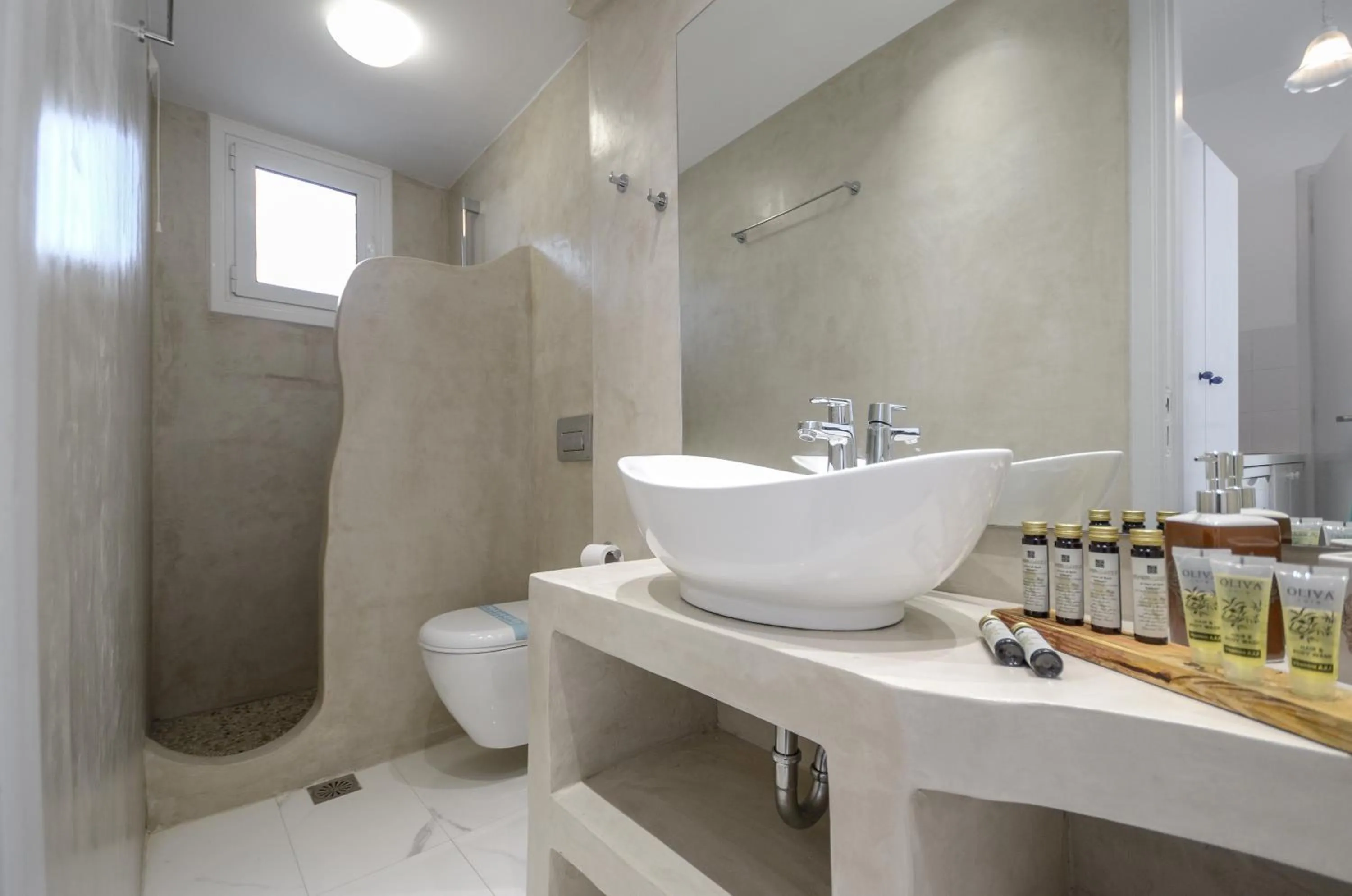 Shower in Nostos Studios at Saint George beach Agios Georgios Chora Naxos town