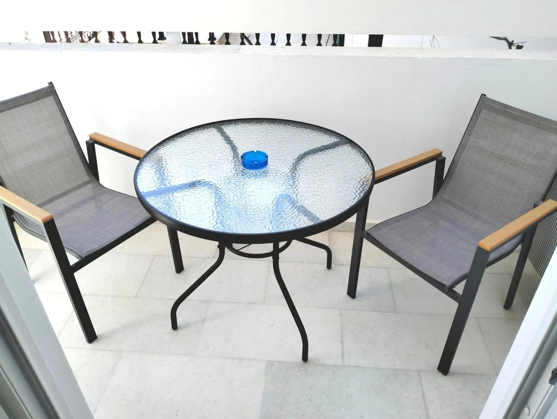Balcony/Terrace in Nostos Studios at Saint George beach Agios Georgios Chora Naxos town