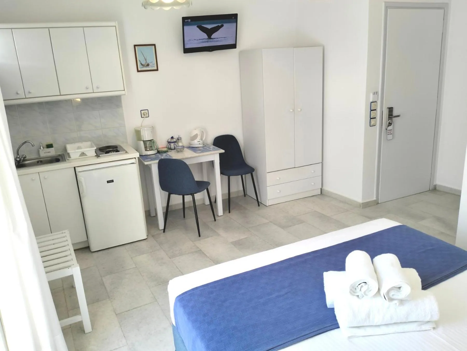 Bedroom in Nostos Studios at Saint George beach Agios Georgios Chora Naxos town