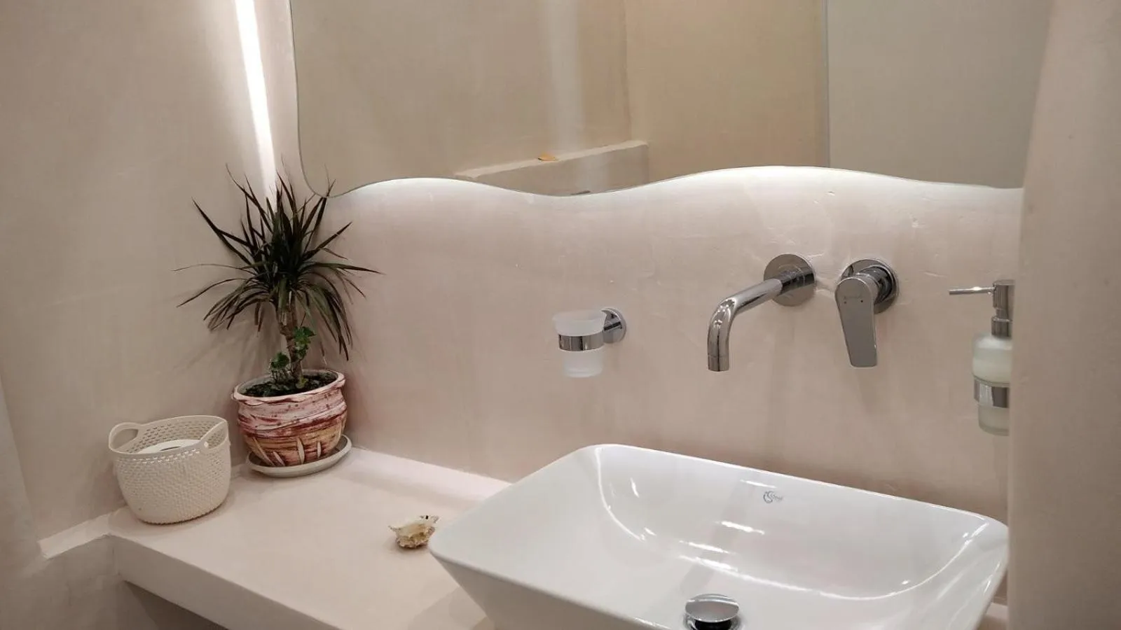 Shower in Nostos Studios at Saint George beach Agios Georgios Chora Naxos town