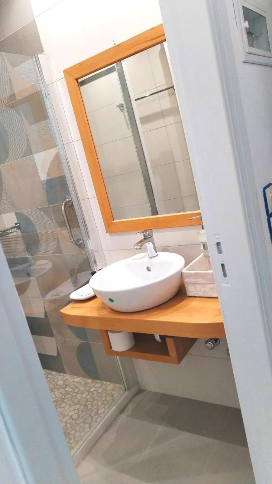 Shower in Nostos Studios at Saint George beach Agios Georgios Chora Naxos town