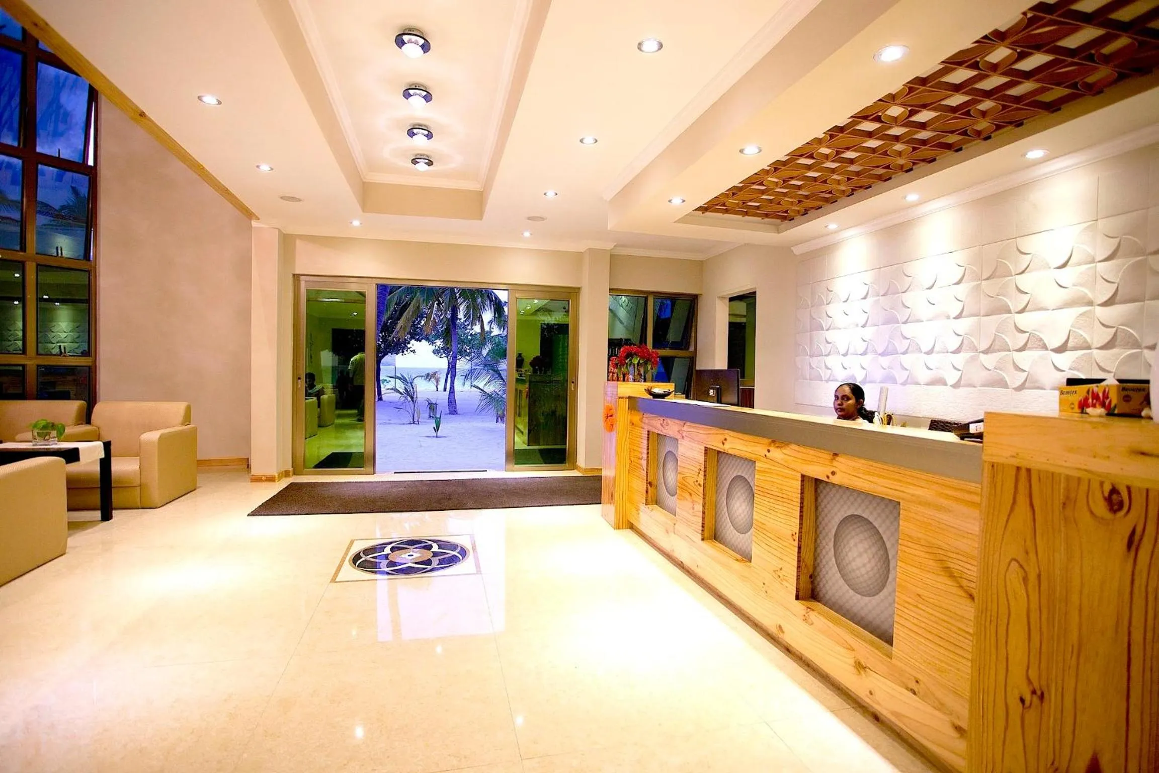 Lobby or reception, Bed in Kaani Beach Hotel