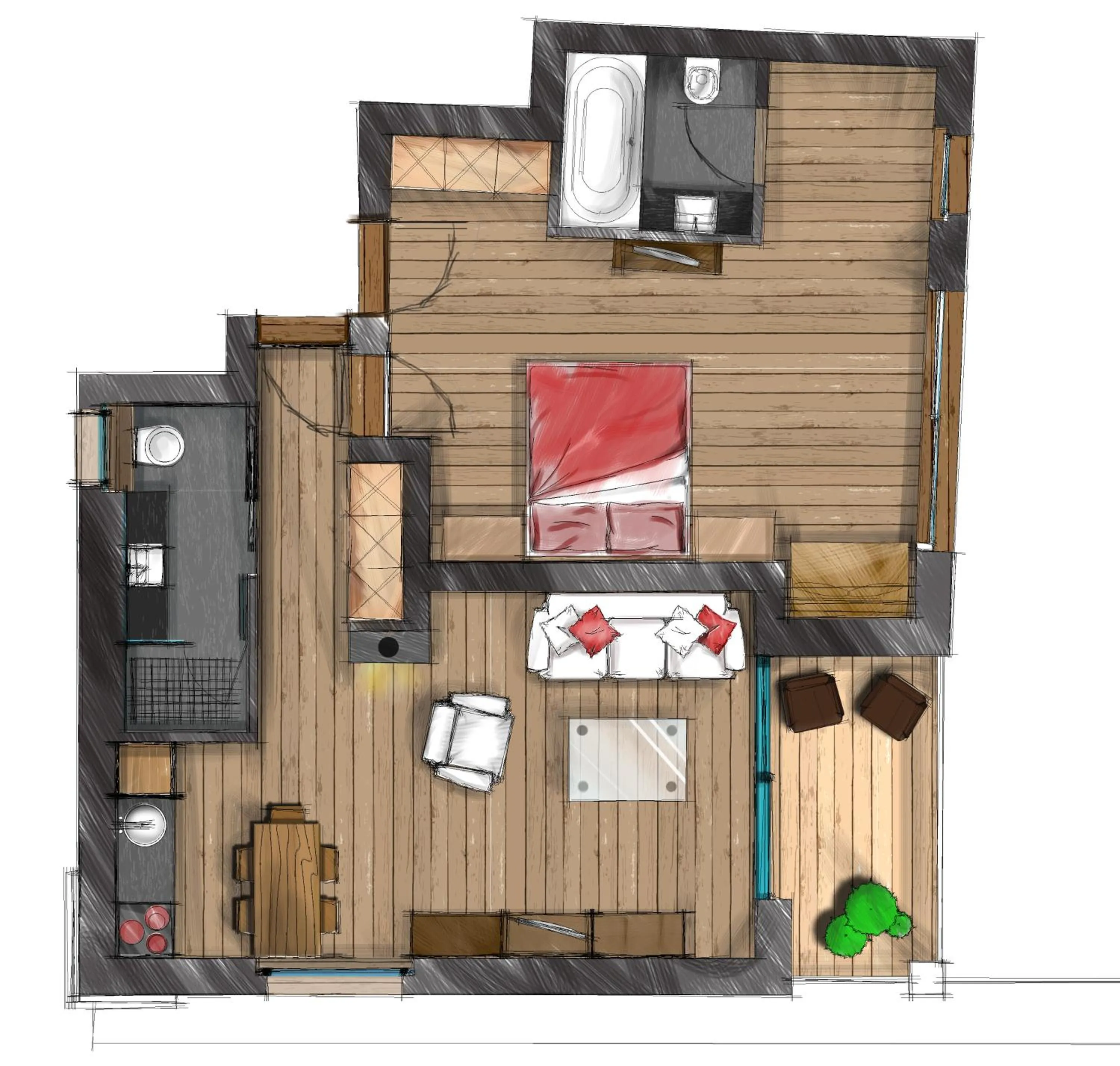 Floor plan in Hotelino Petit Chalet