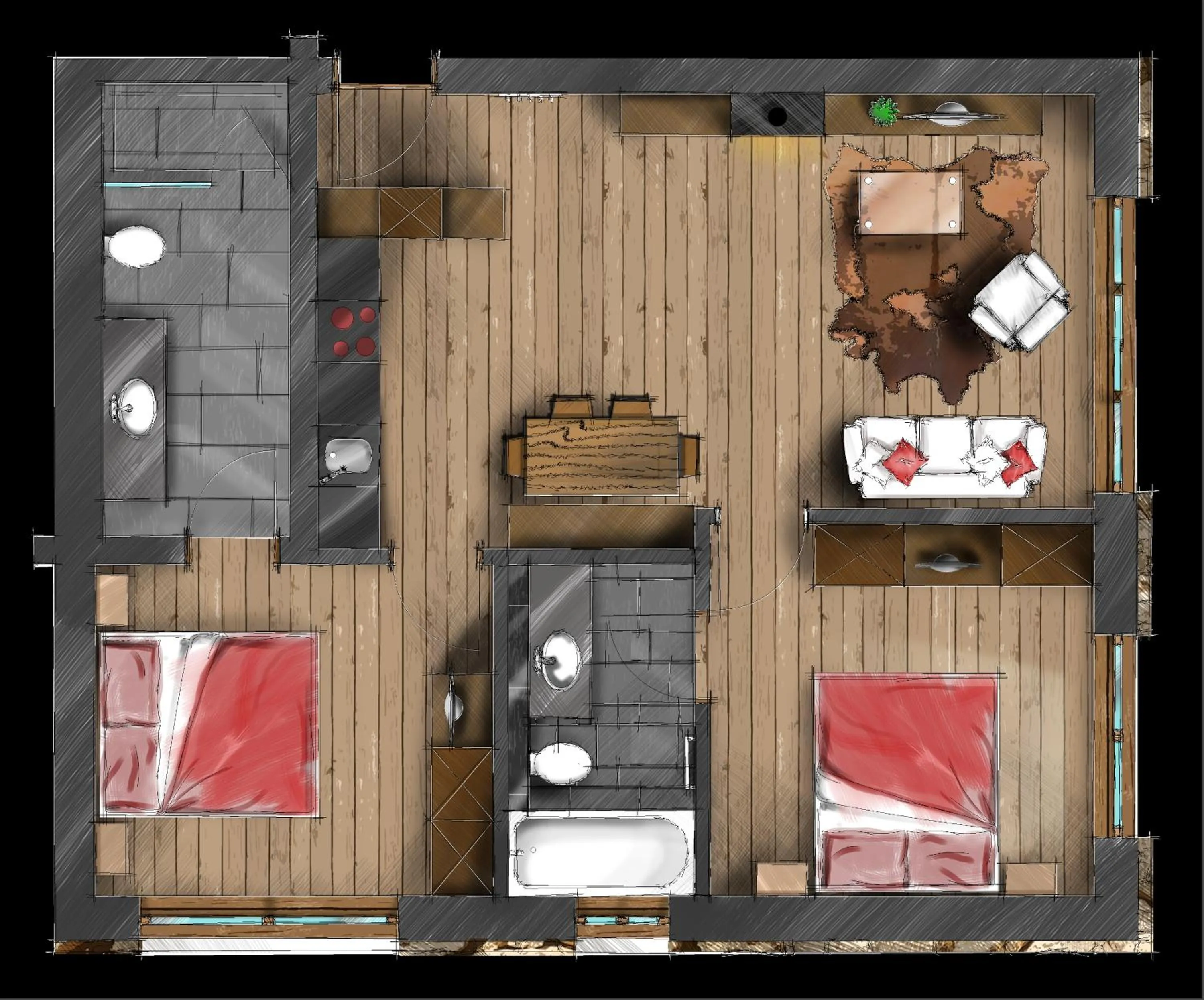 Floor plan in Hotelino Petit Chalet