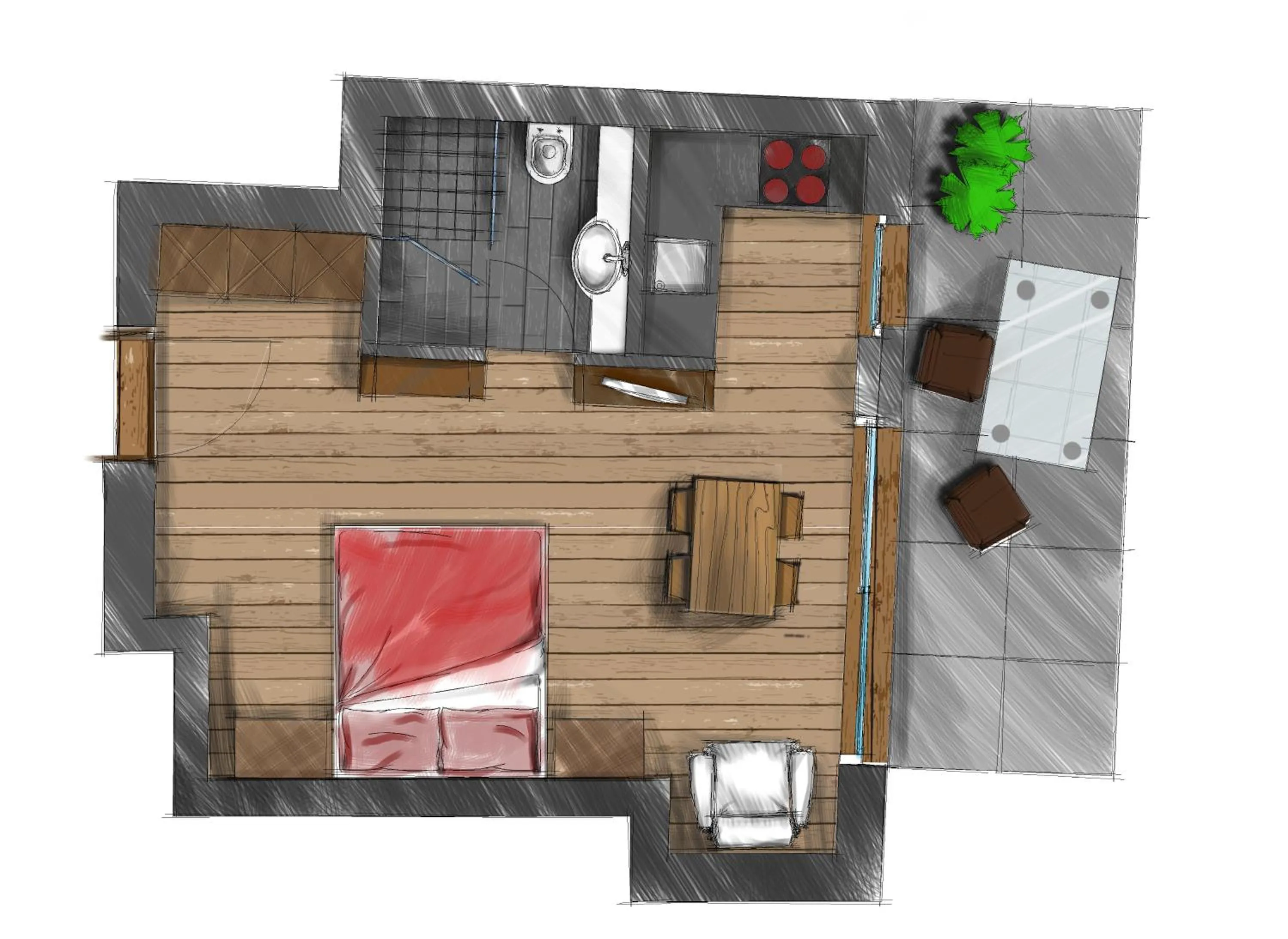 Floor plan in Hotelino Petit Chalet