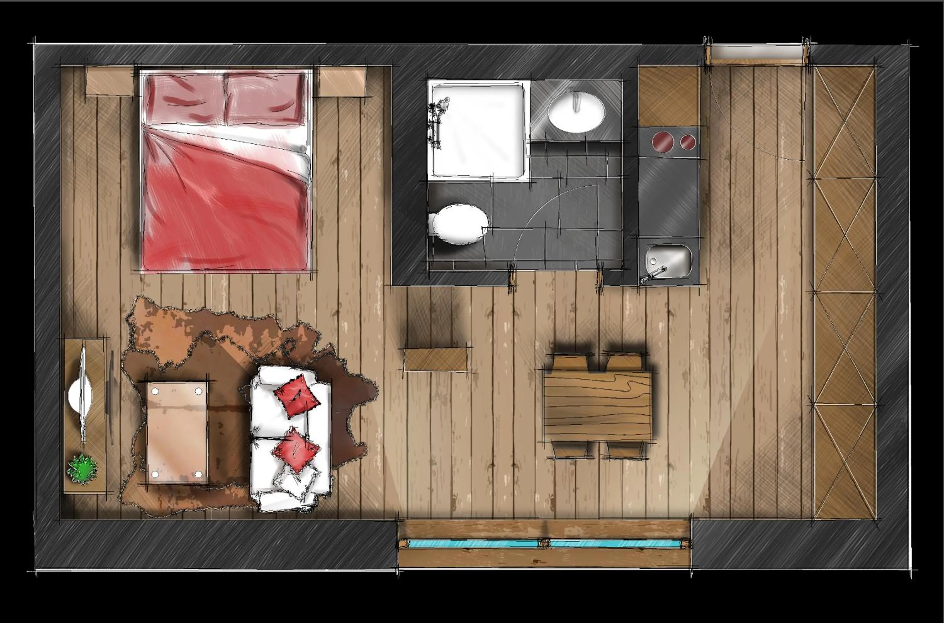 Floor plan in Hotelino Petit Chalet