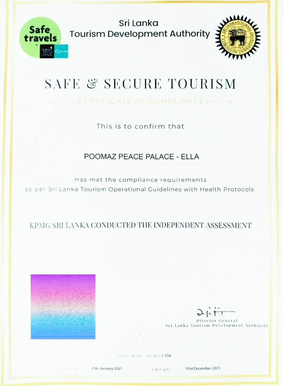 Certificate/Award in Poomaz Peace Palace