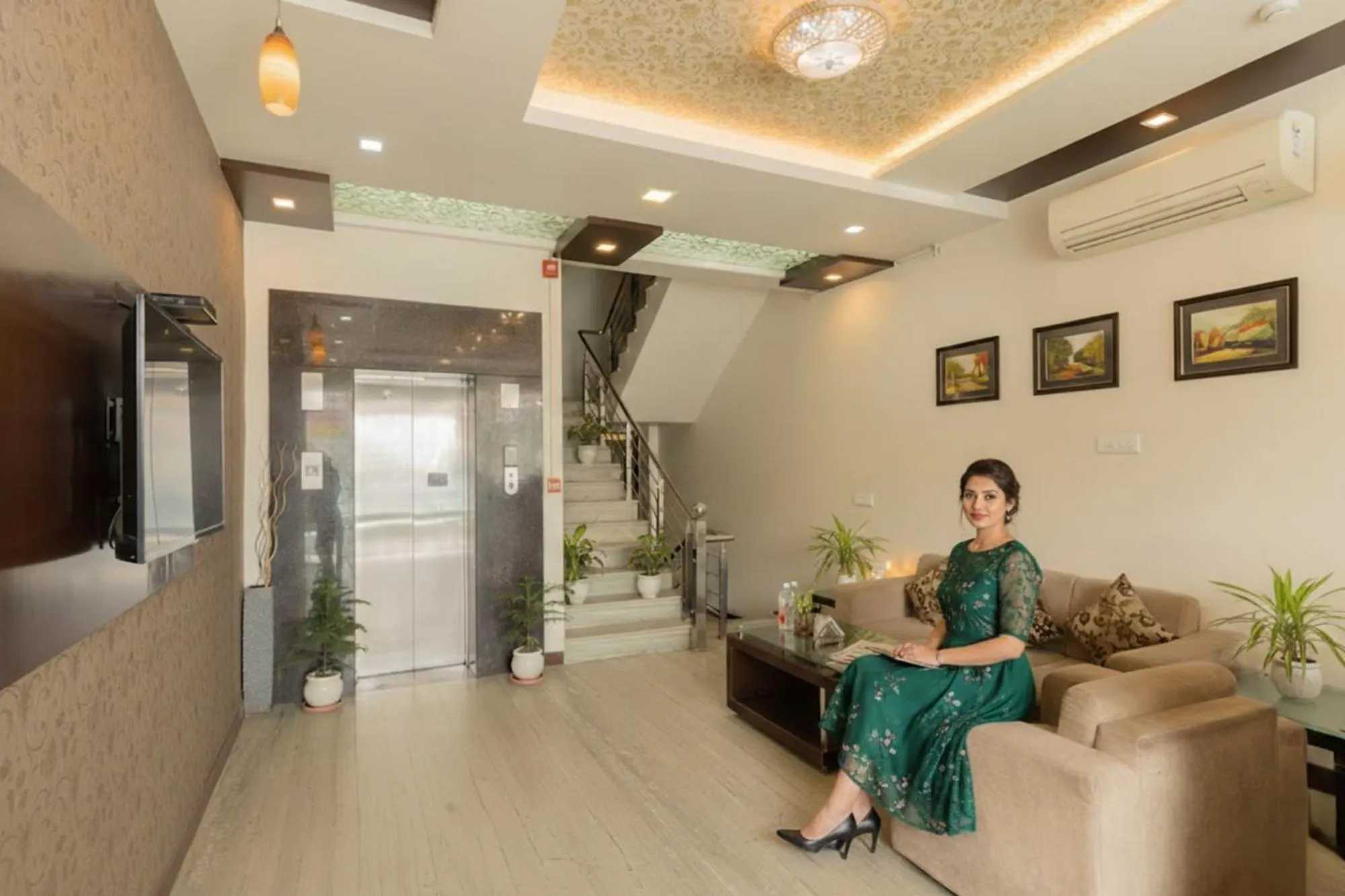 Seating area in FabHotel Signature Inn