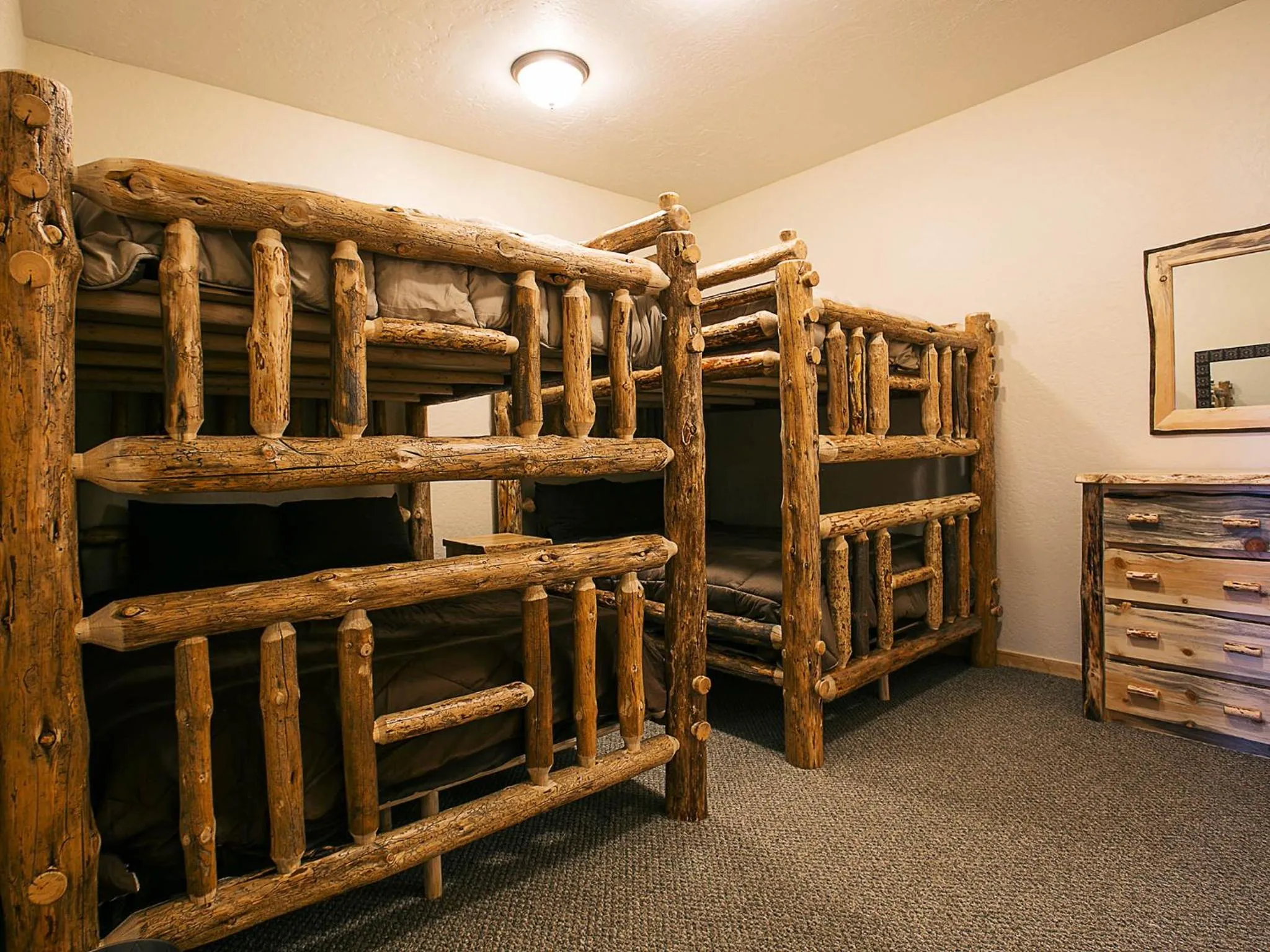 Bed in Spacious Sandpoint Chalet with Hot Tub Views