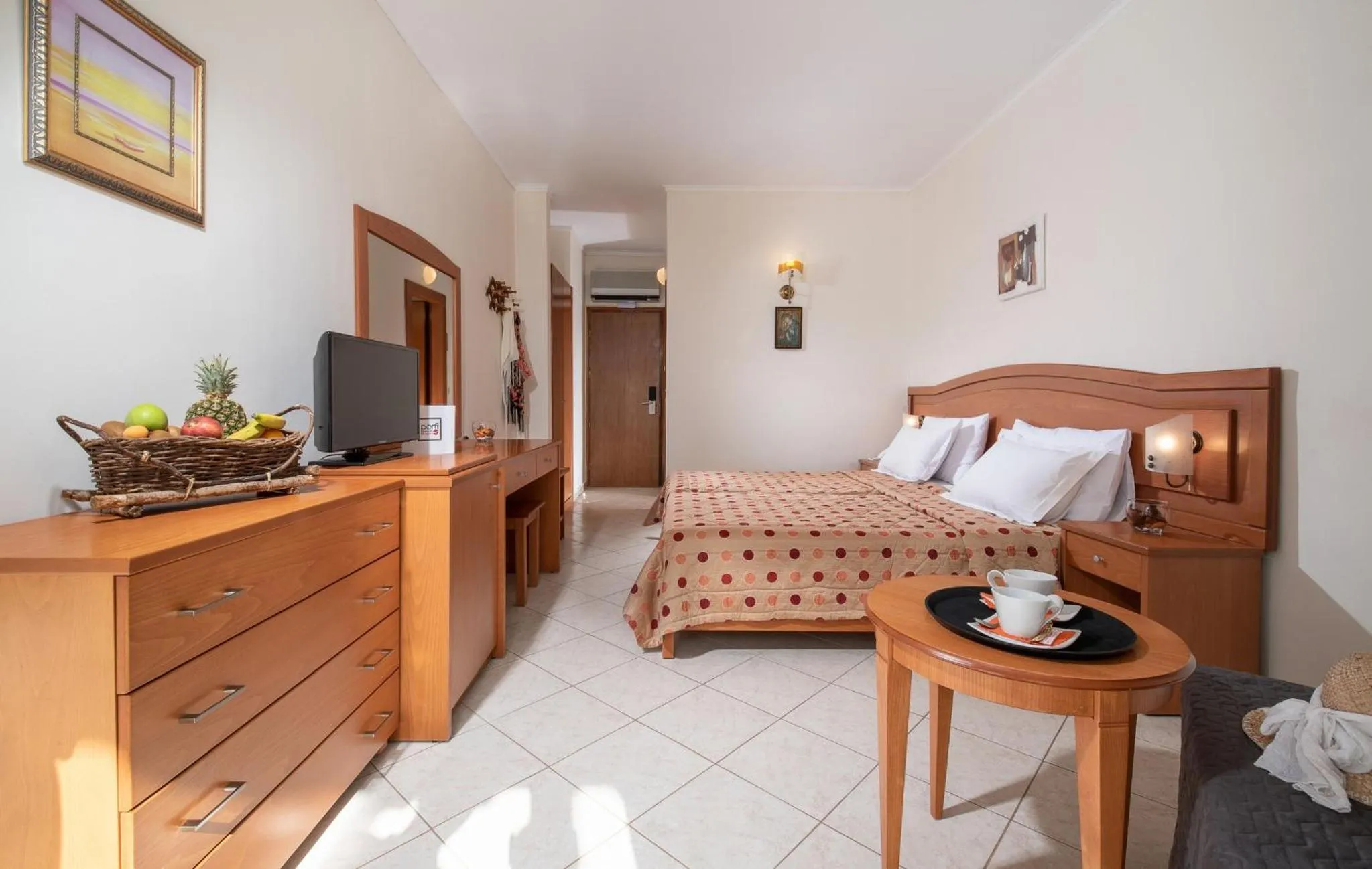 Bedroom, Bed in Porfi Beach Hotel