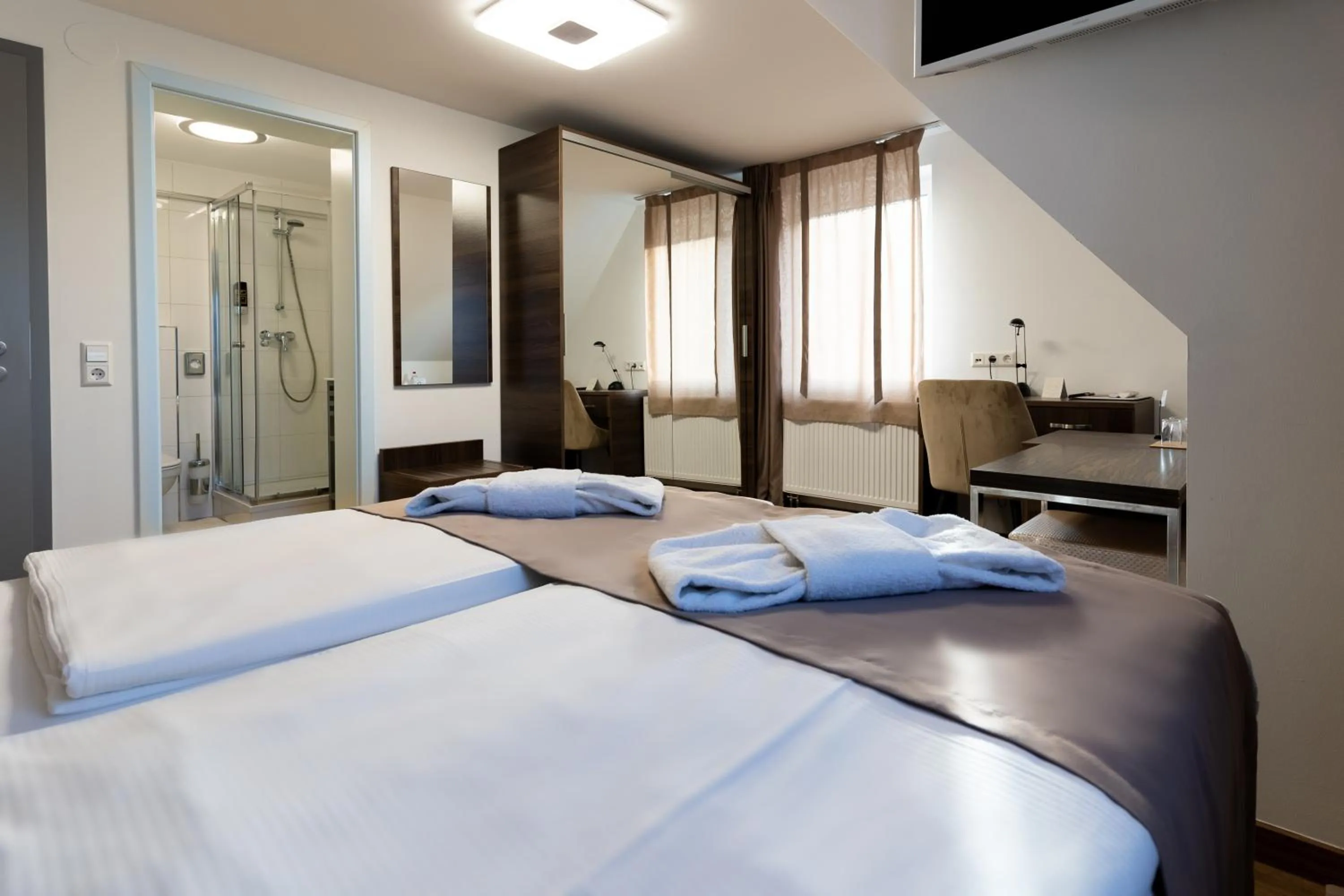 Bed in Hotel Myrsini