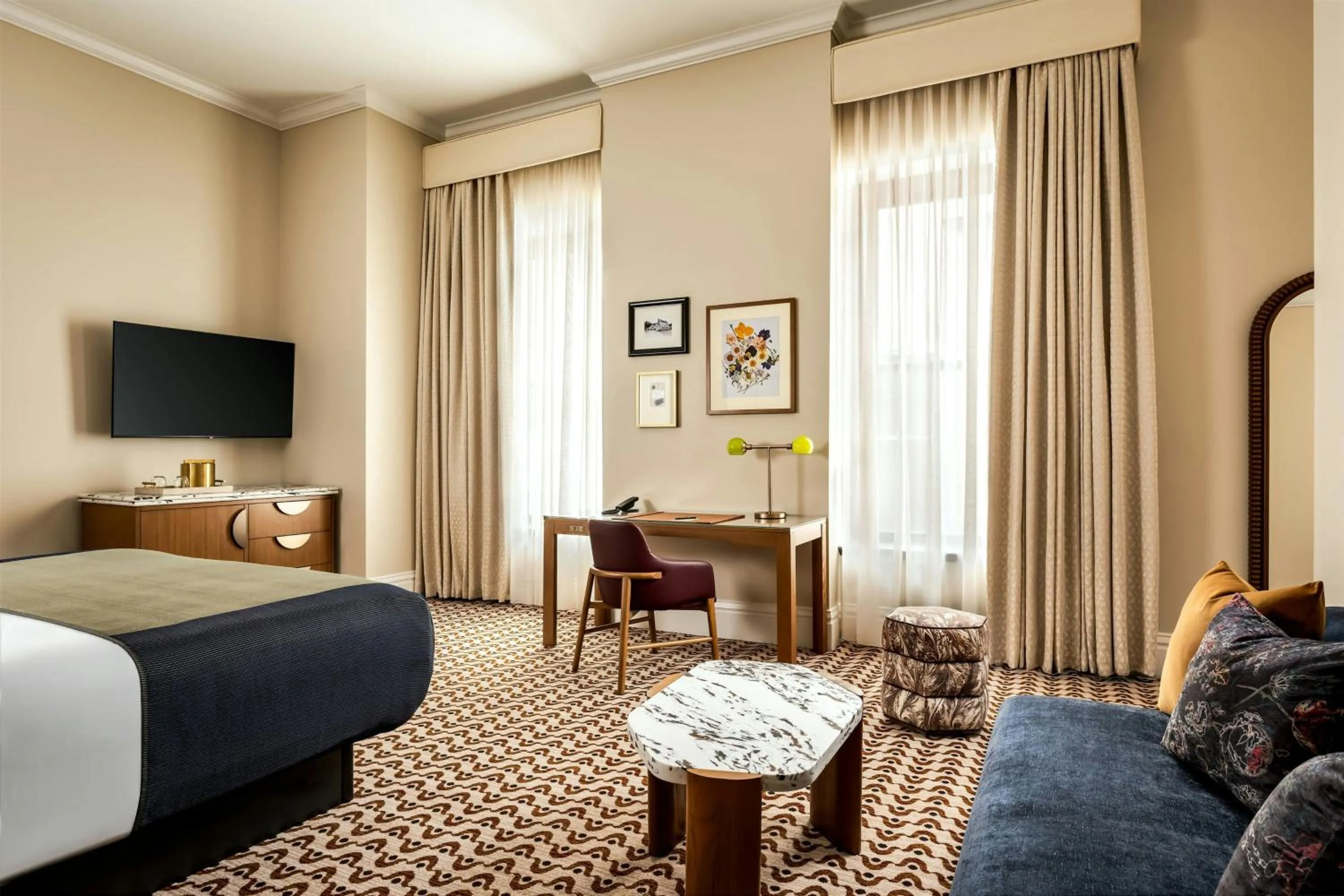 Photo of the whole room, Bed in The Louie, A Davenport Hotel, Autograph Collection