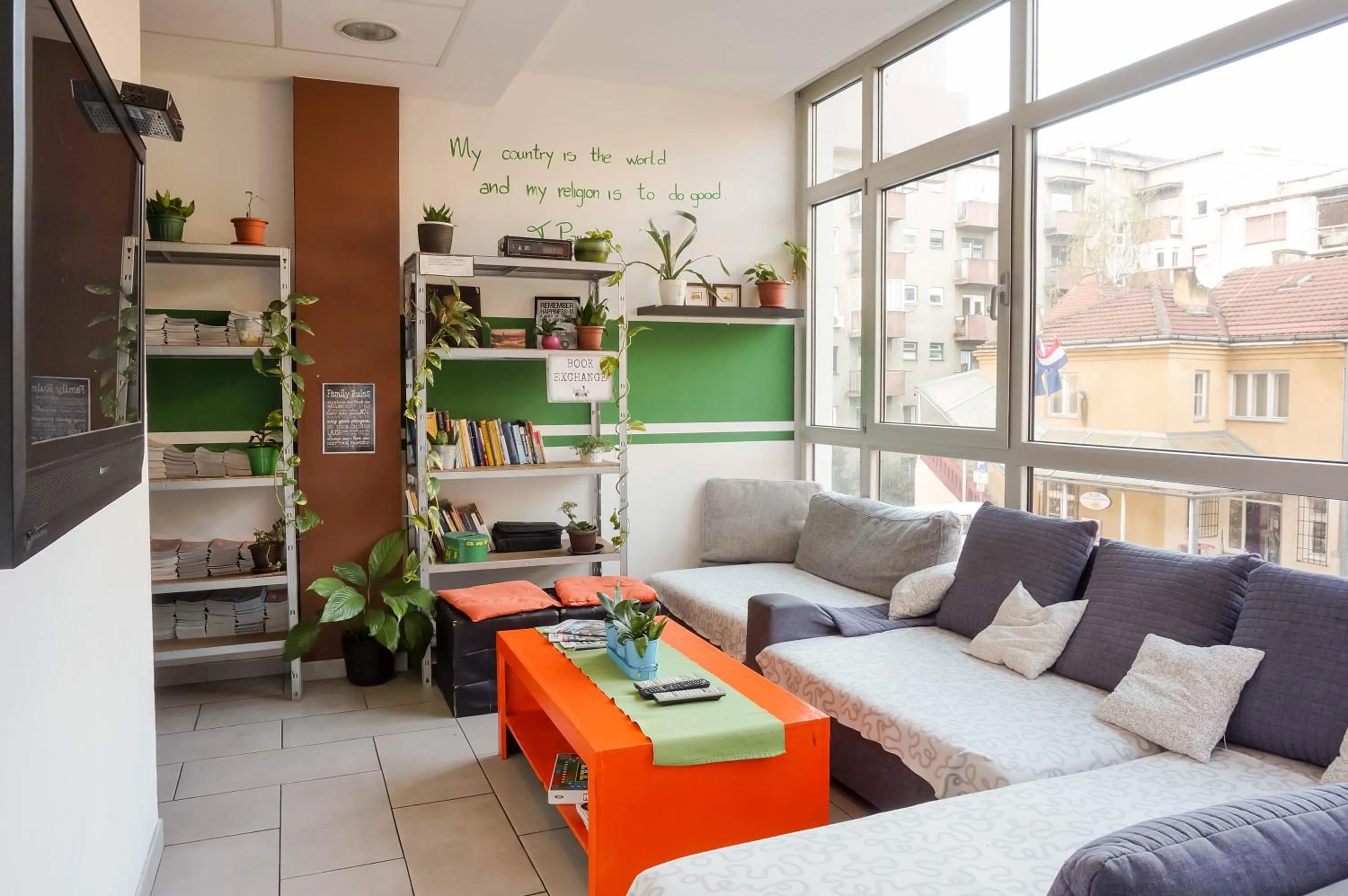 Communal lounge/ TV room in Funk Lounge Hostel