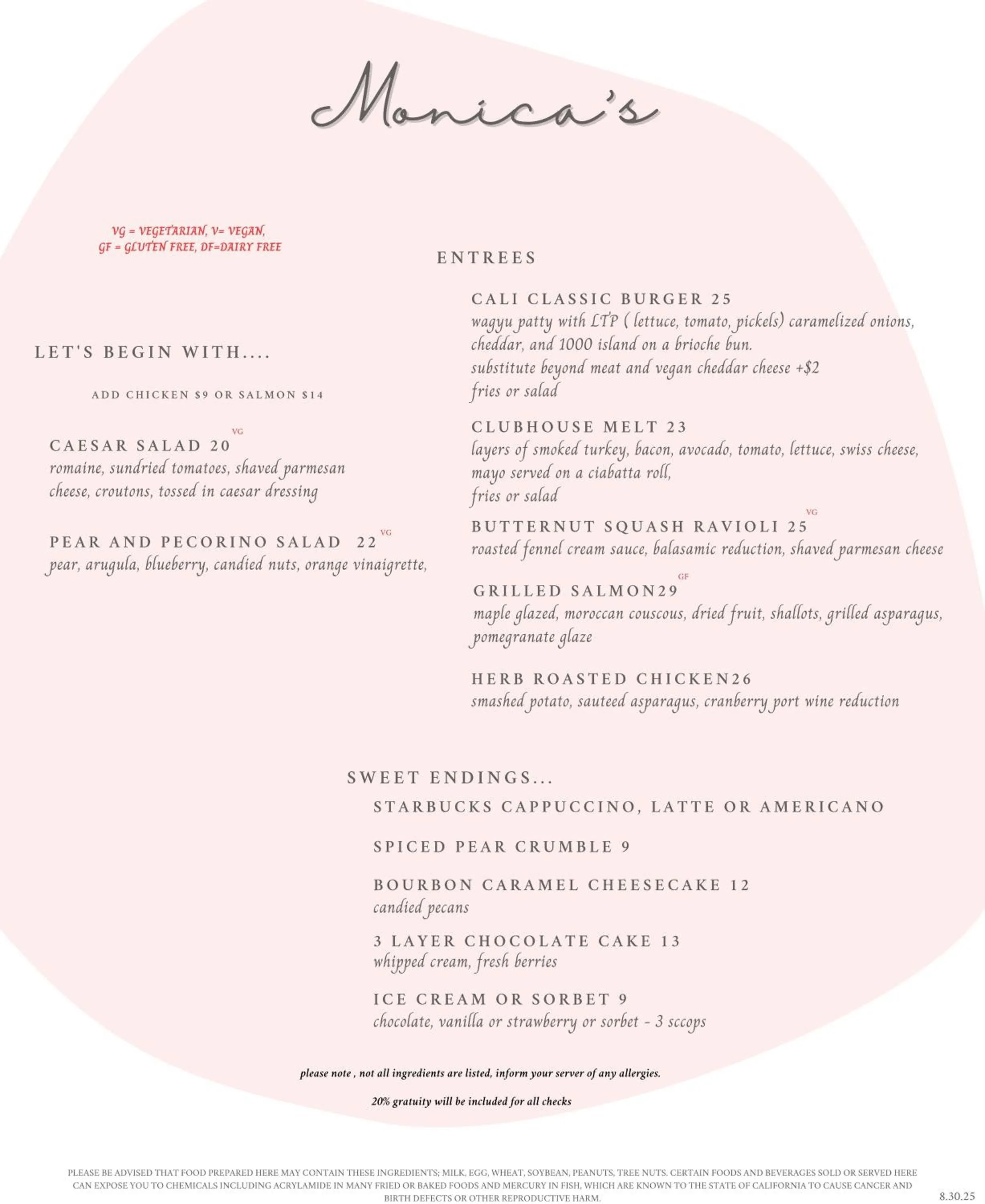 Restaurant/places to eat in Hilton Santa Monica