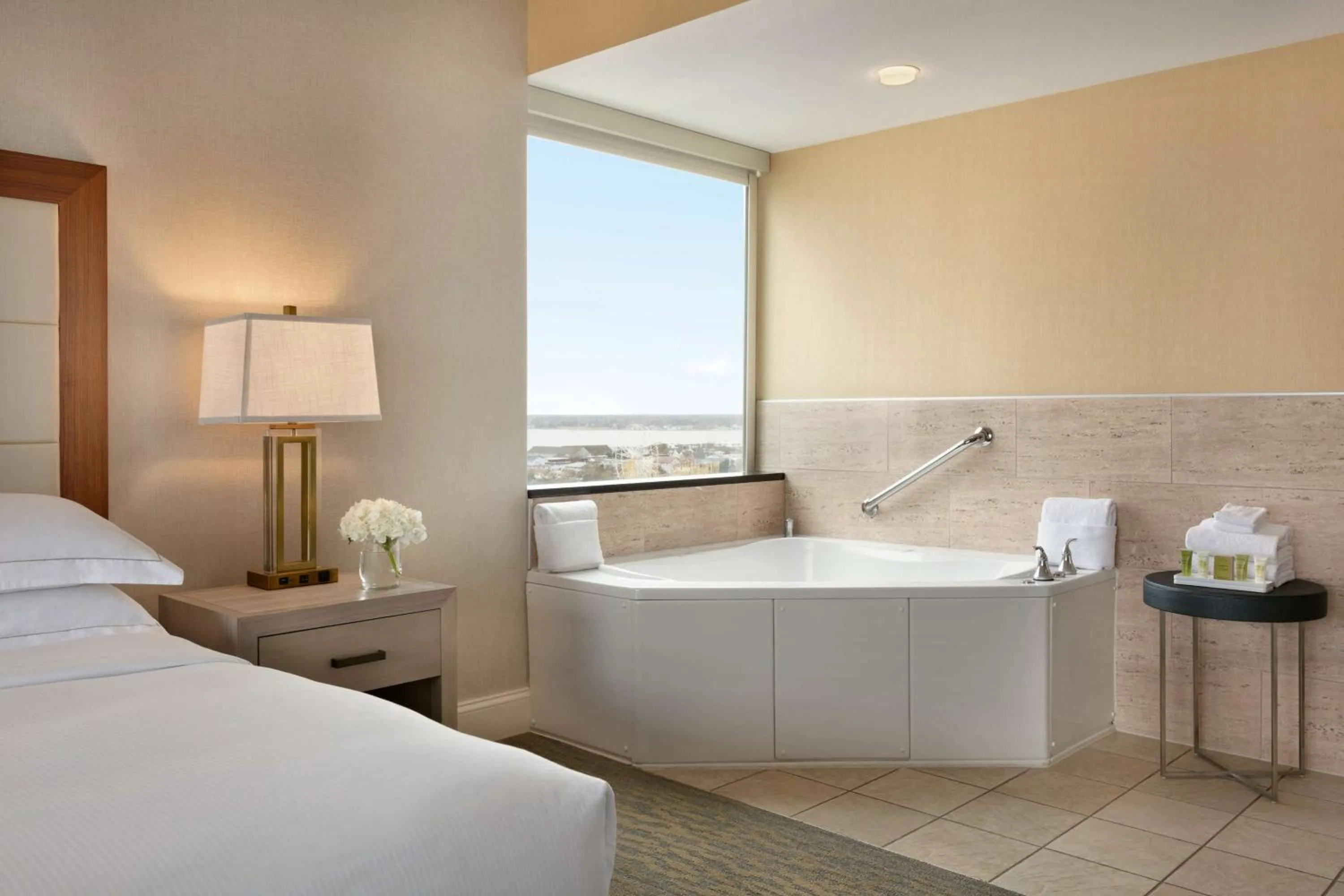 Bathroom, Bed in Hilton Suites Ocean City Oceanfront