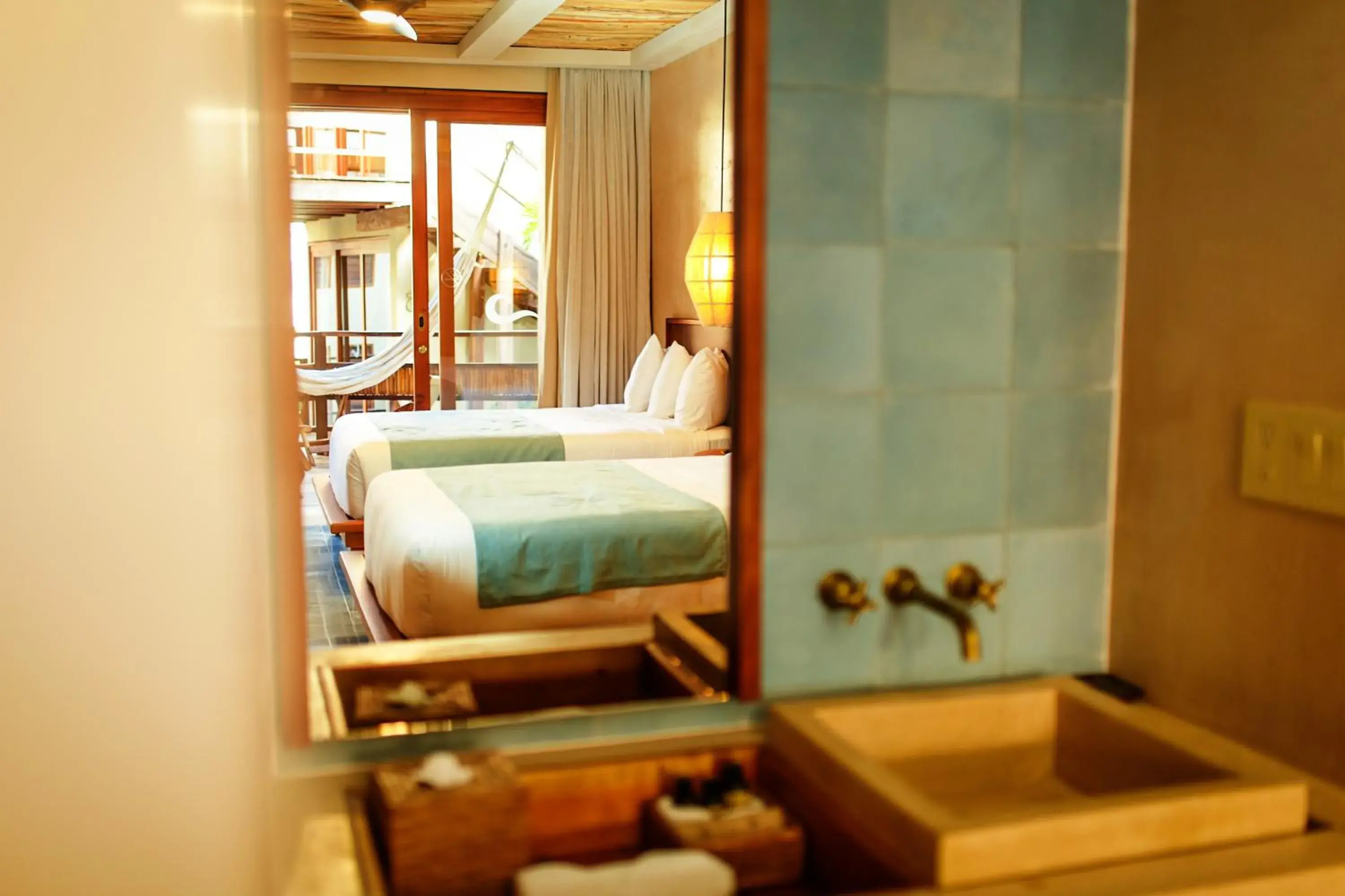 Double Room with Two Double Beds in Hotel Carolina Bacalar Double Room with Two Double Beds in Hotel Carolina Bacalar