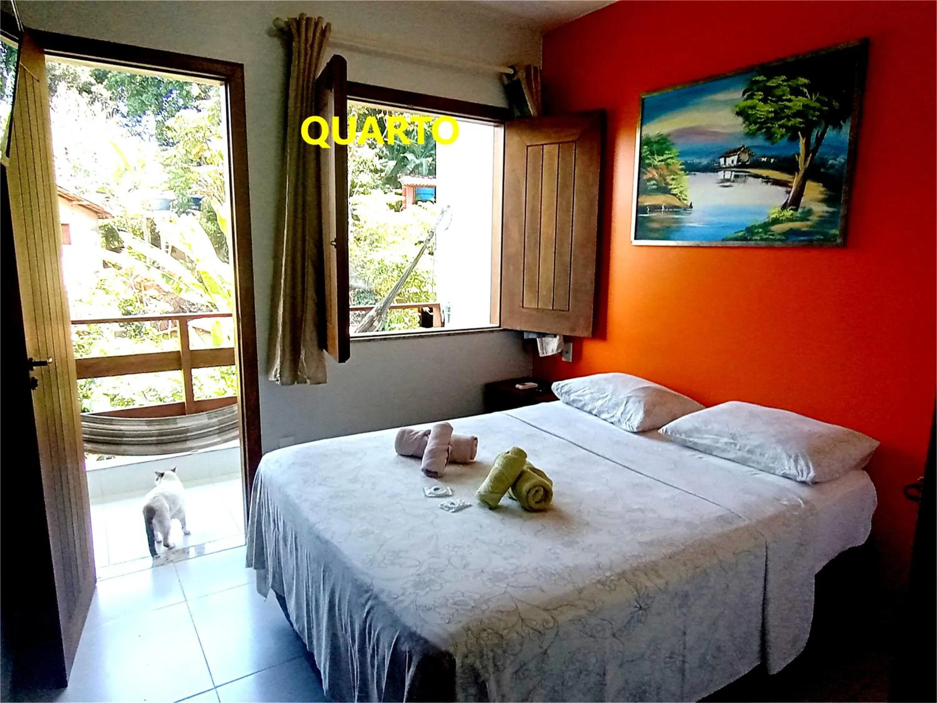 View (from property/room), Bed in Pousada Lagoa Flat