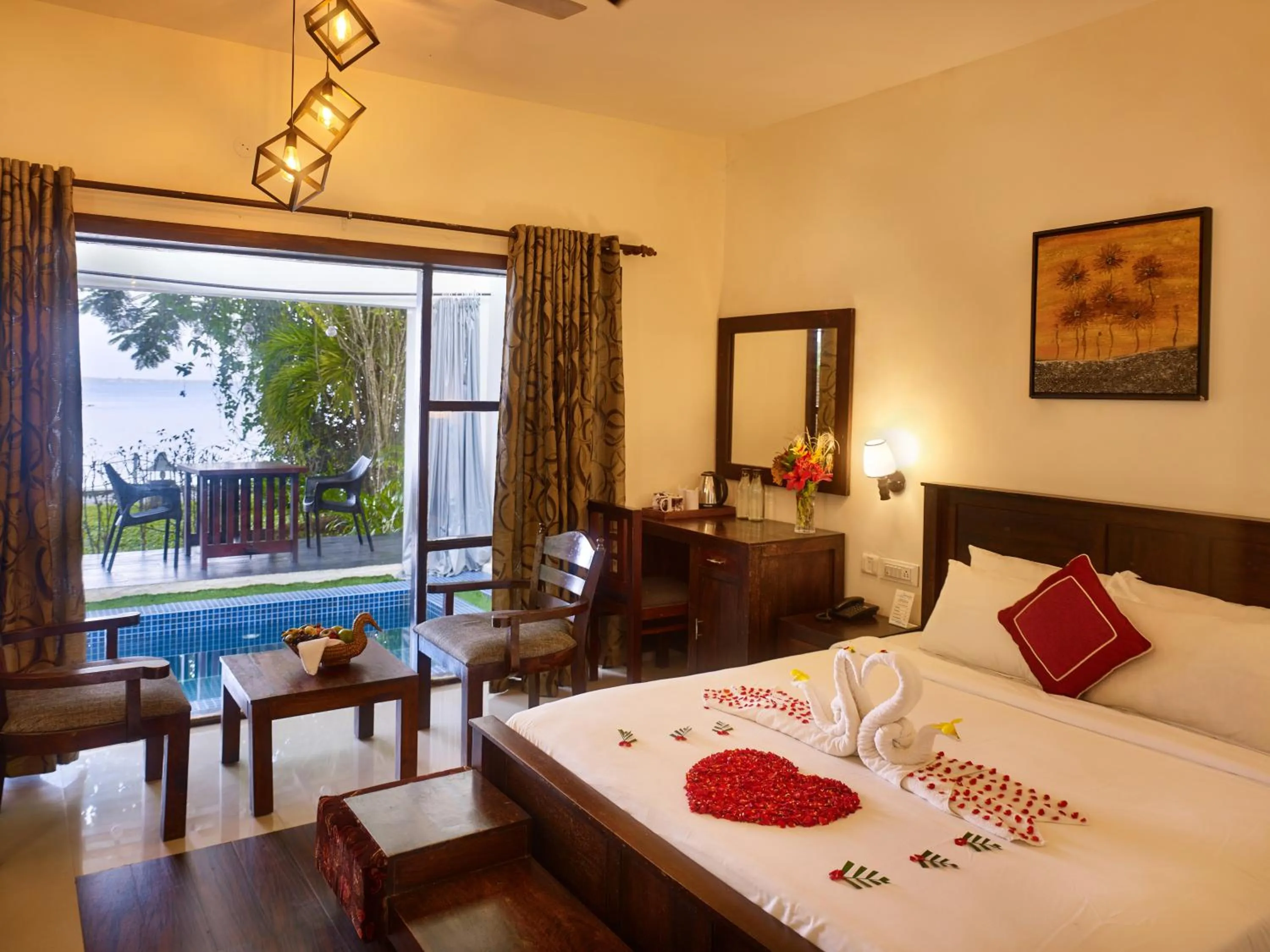 Bed in Deshadan Backwater Resort - The best sunrise view