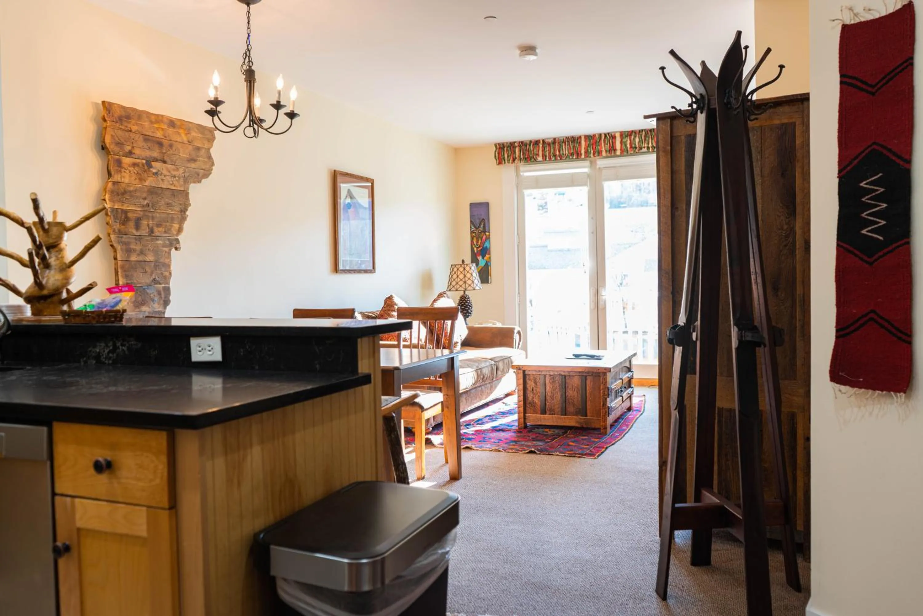 Living room in Long Trail House Condominiums at Stratton Mountain Resort