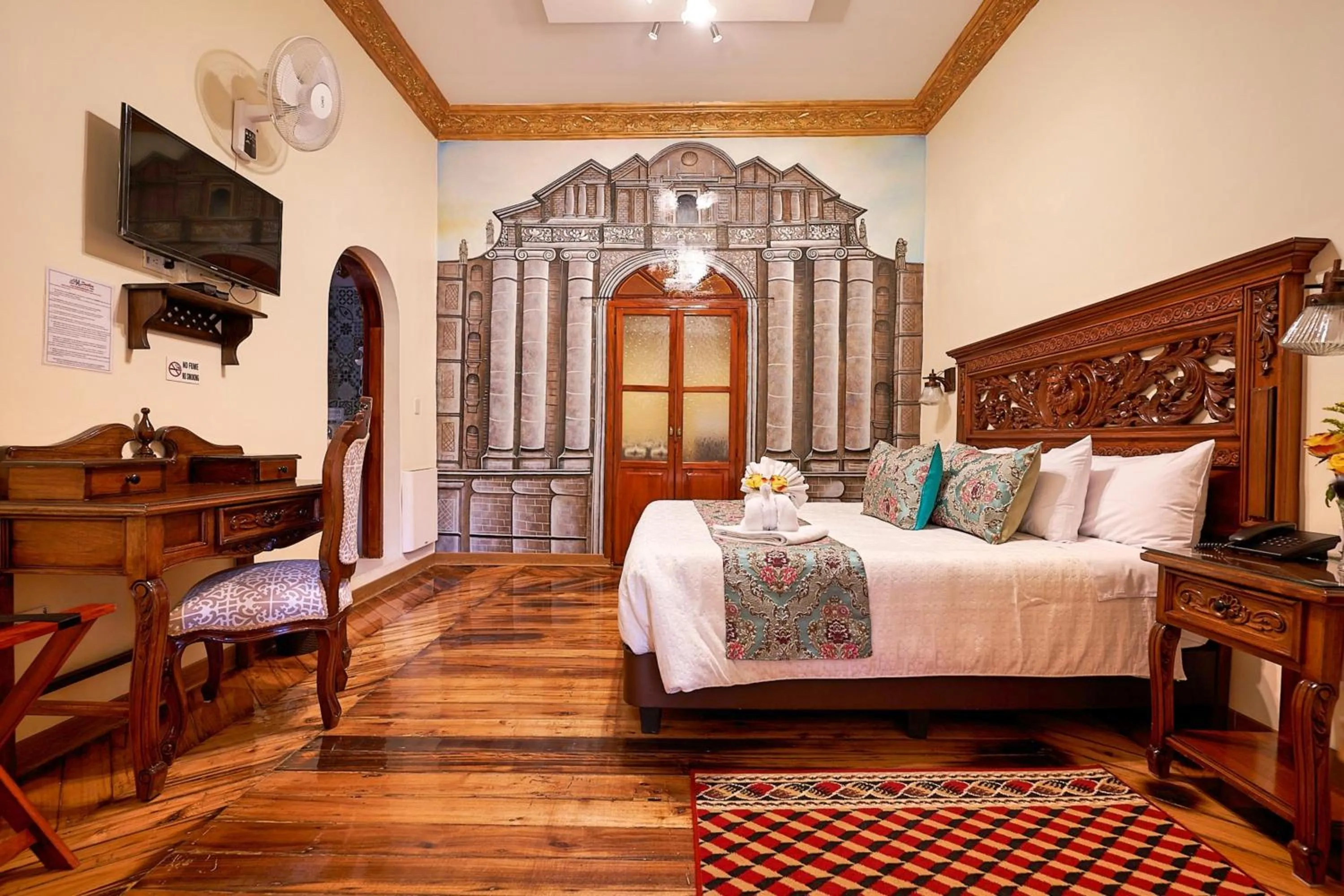 Decorative detail, Bed in Hotel La Basílica Quito