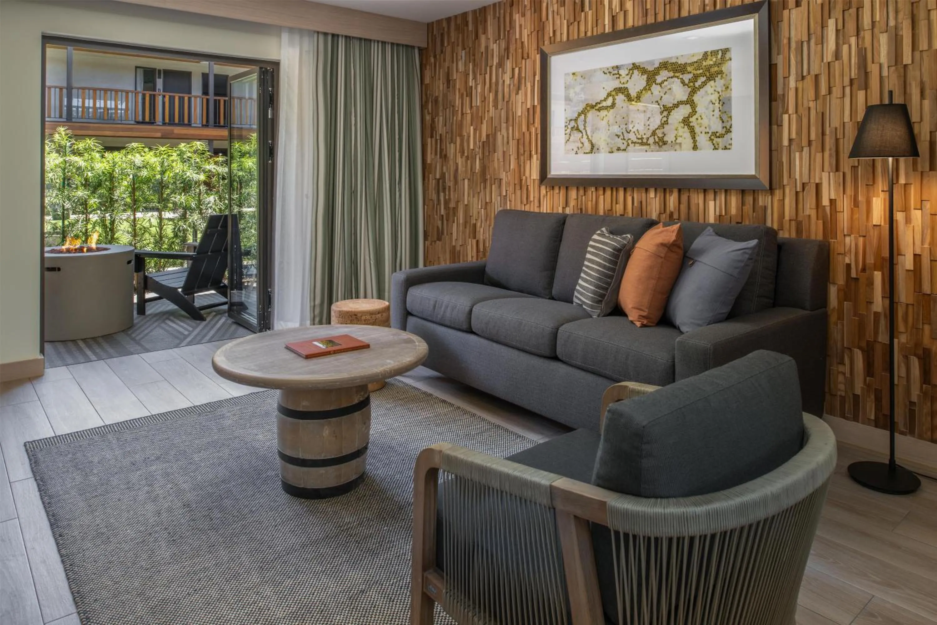 Living room in Casa Mani Resort Napa Valley, Curio Collection By Hilton