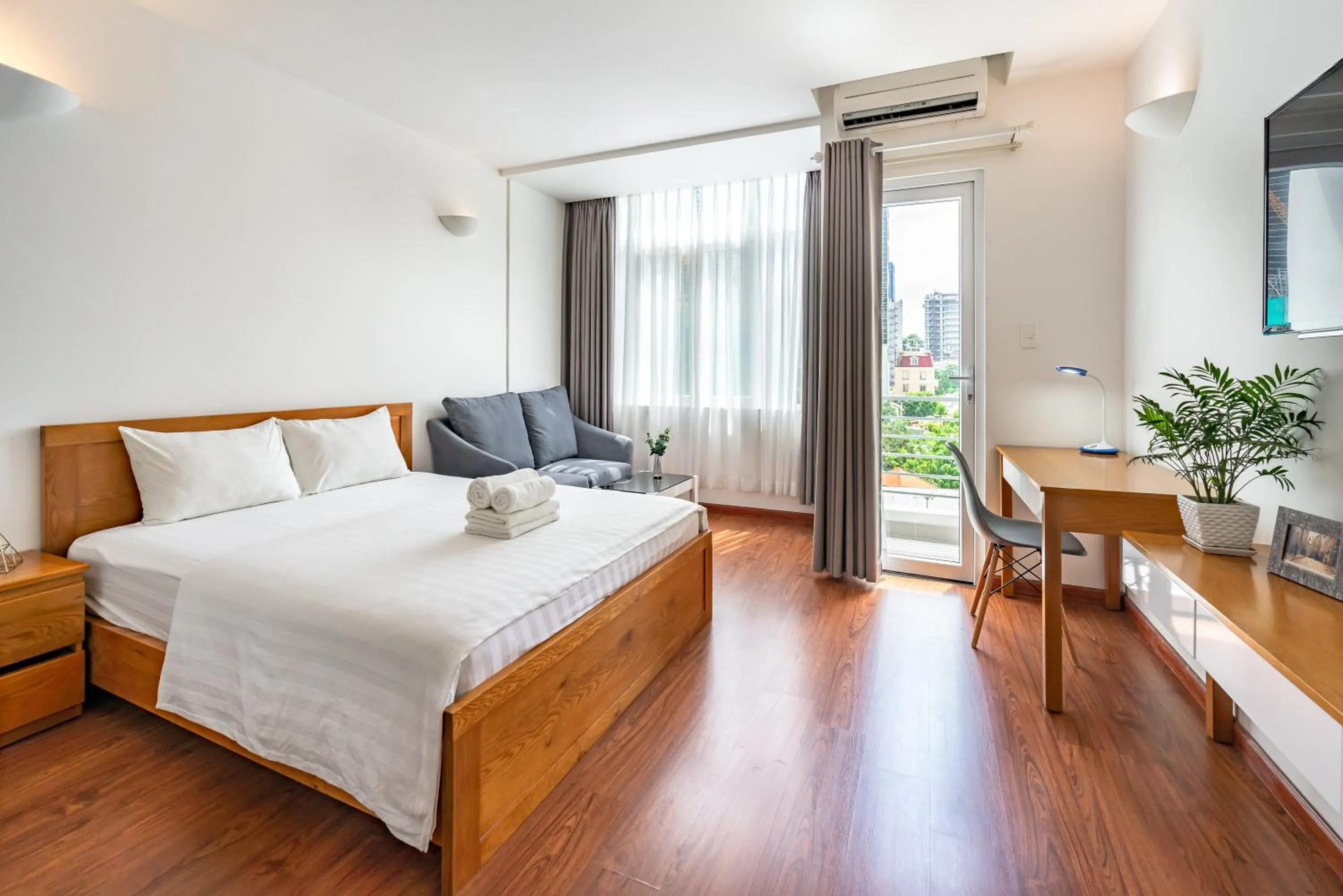 Bedroom, Bed in SaigonOne Serviced Apartment