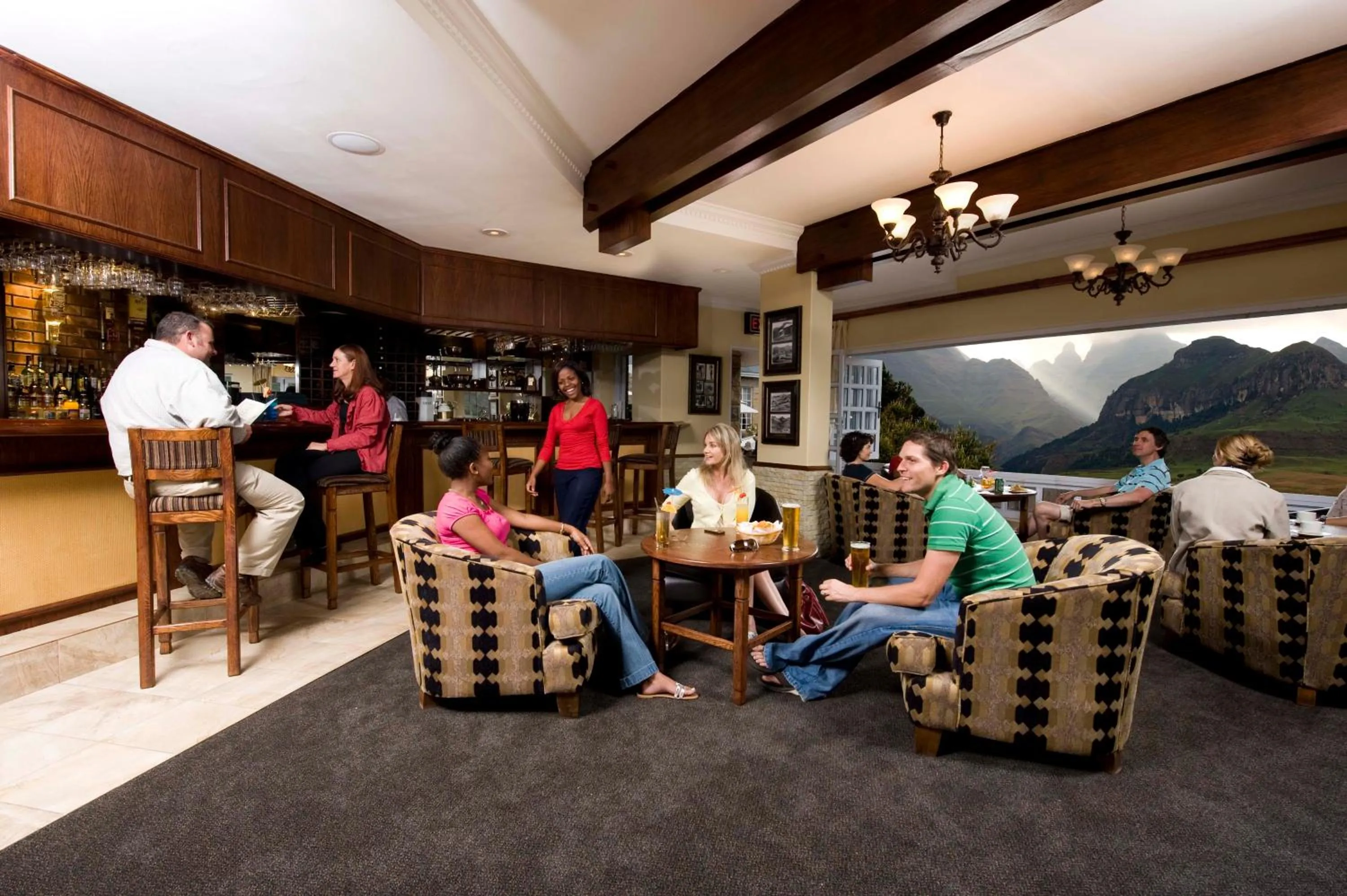 People in Cathedral Peak Hotel