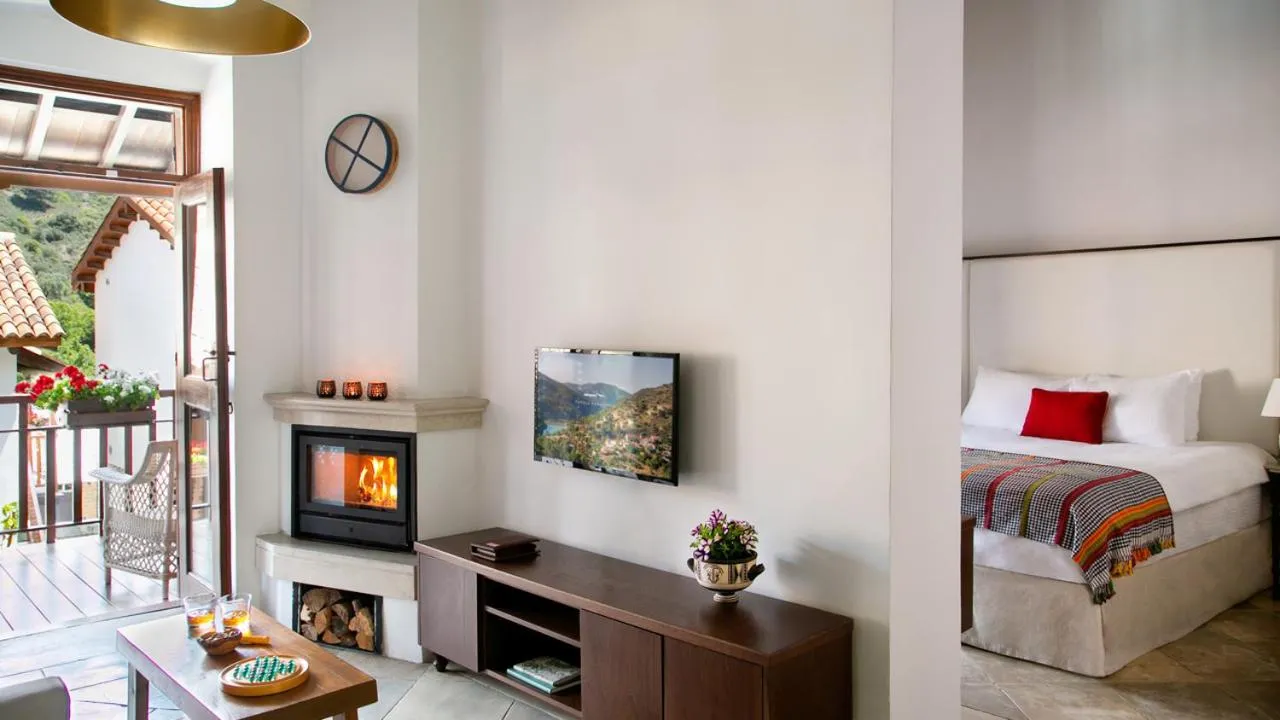 Seating area, Bed in Casale Panayiotis