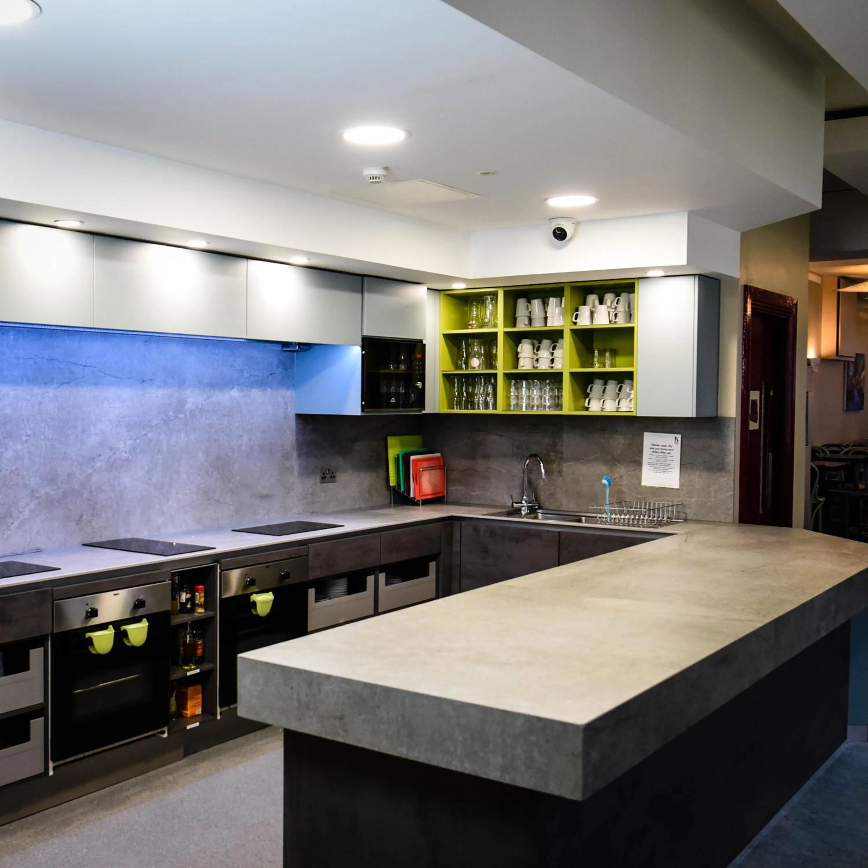 Communal kitchen in Kinlay Hostel Eyre Square