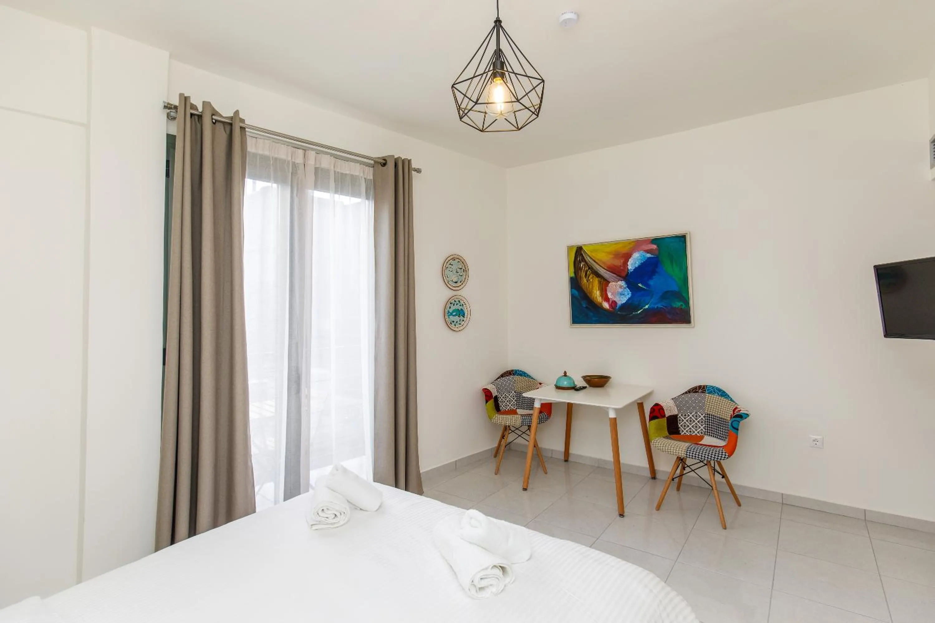 Living room, Bed in Central Stay Athens