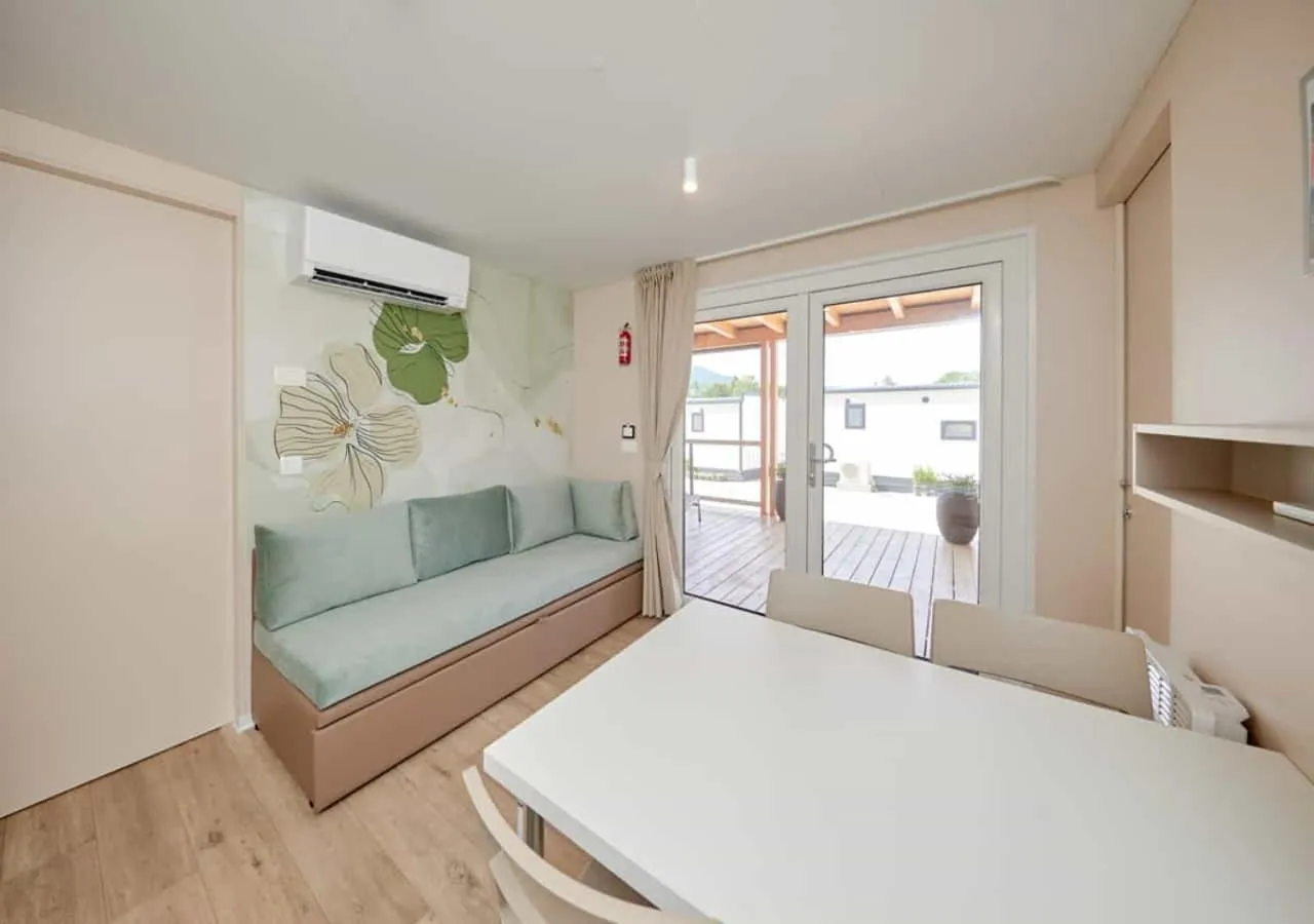 Living room, Bed in Mobile Homes Camping Plitvice