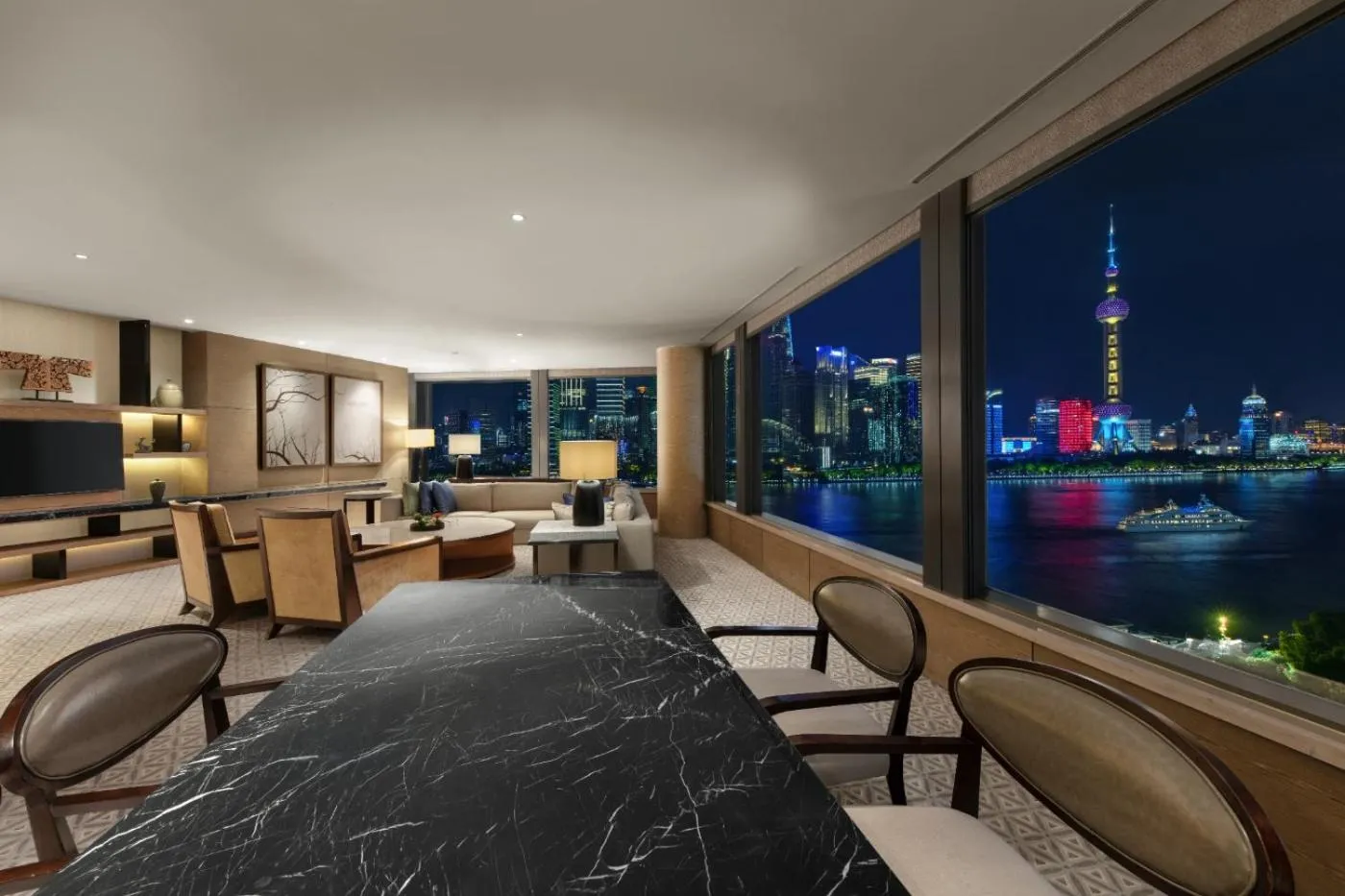 Living room in Banyantree Shanghai On the Bund - Tales rooftop bar boasts a jaw-dropping panoramic vista
