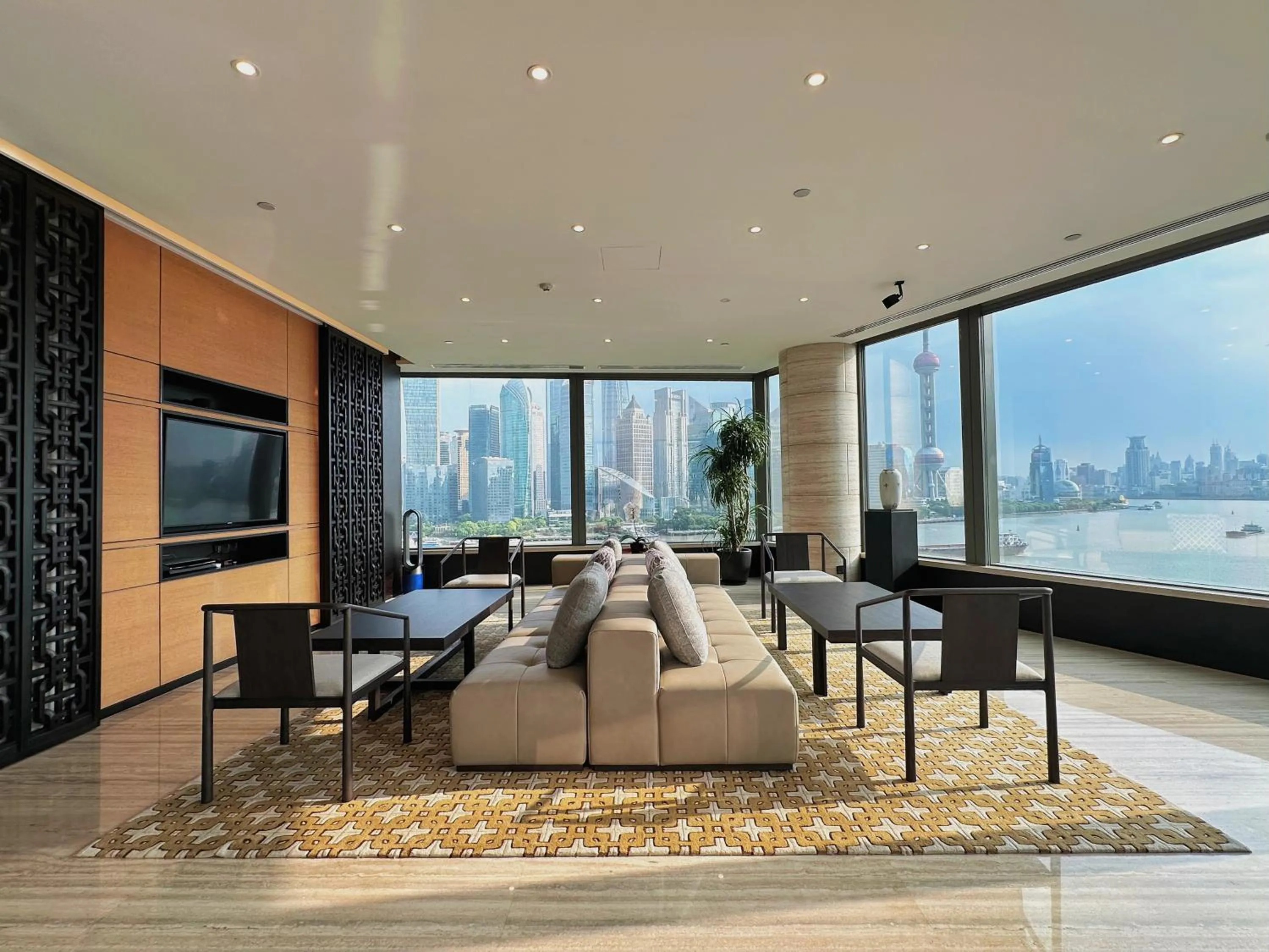 Living room in Banyantree Shanghai On the Bund - Tales rooftop bar boasts a jaw-dropping panoramic vista