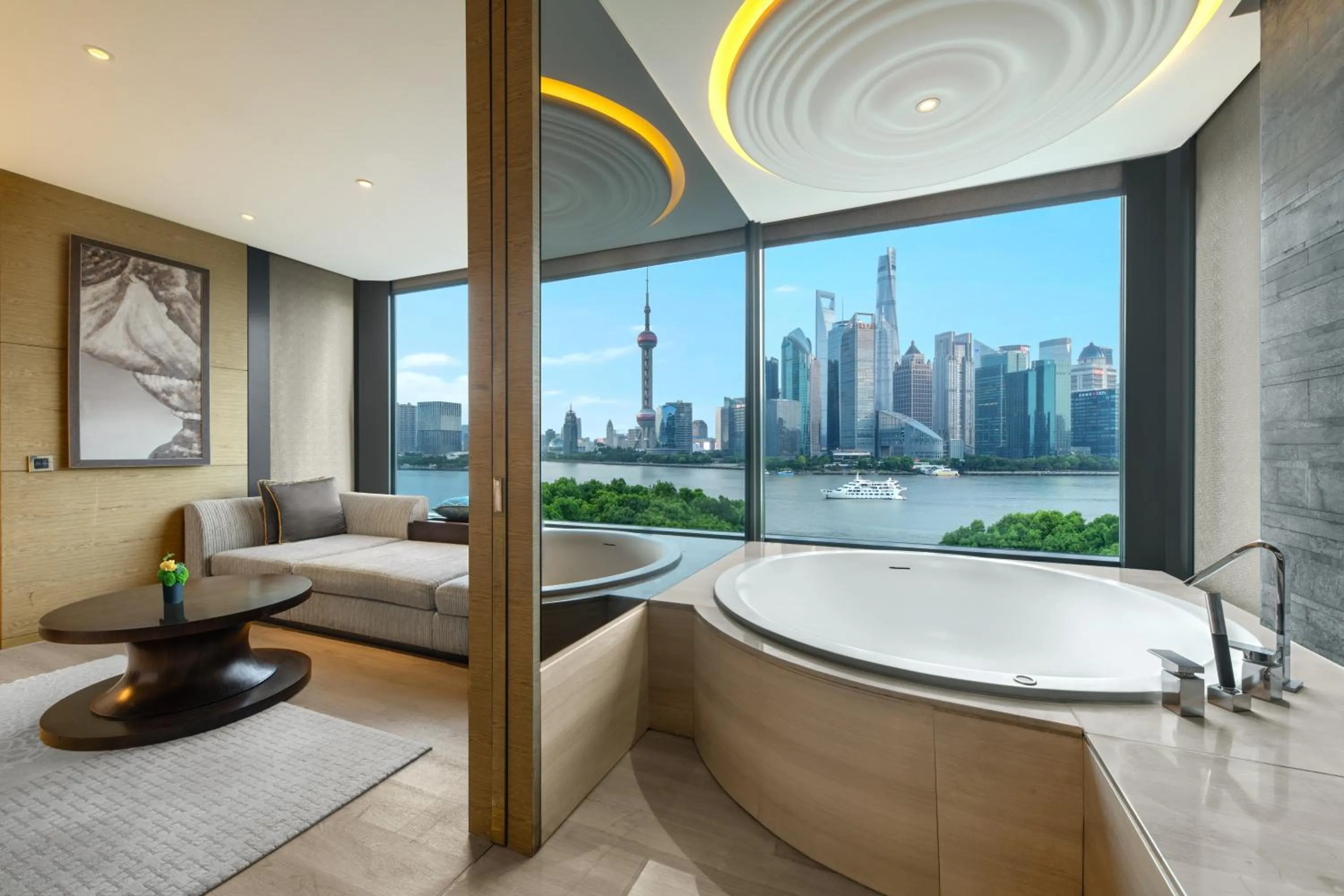 Bathroom in Banyantree Shanghai On the Bund - Tales rooftop bar boasts a jaw-dropping panoramic vista