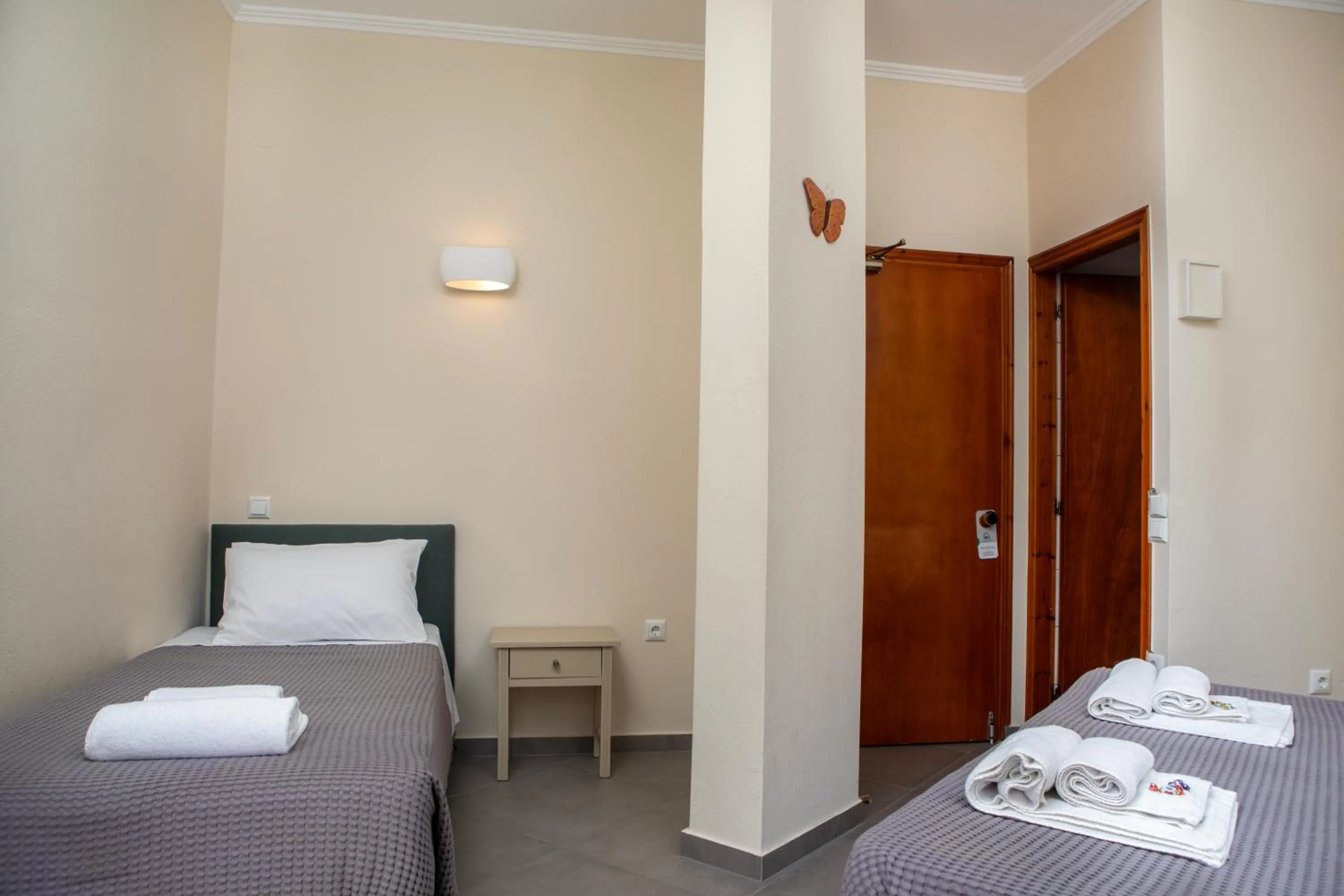 Shower, Bed in Galini Hotel