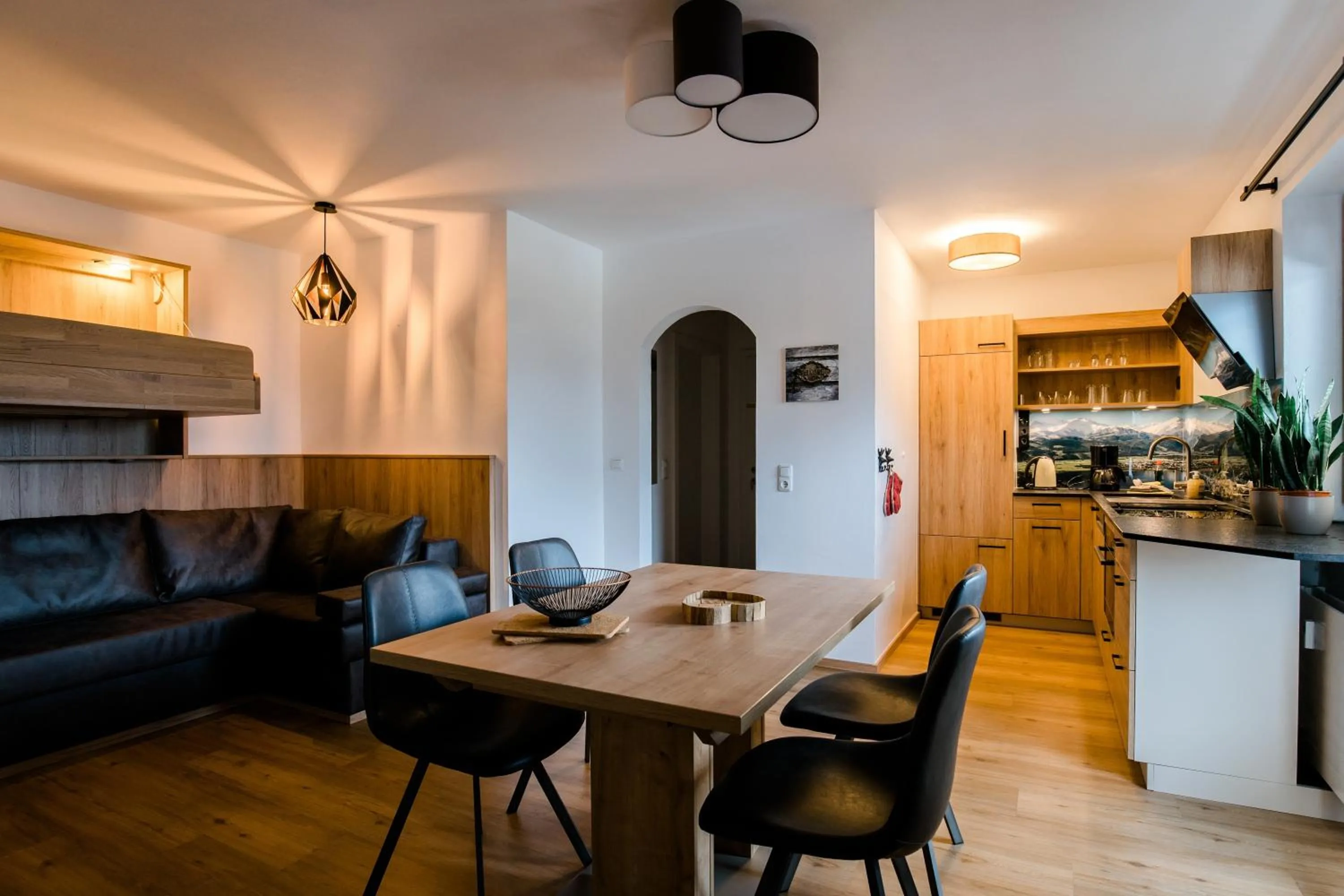 Kitchen or kitchenette in Alm Appartements ZellamSee