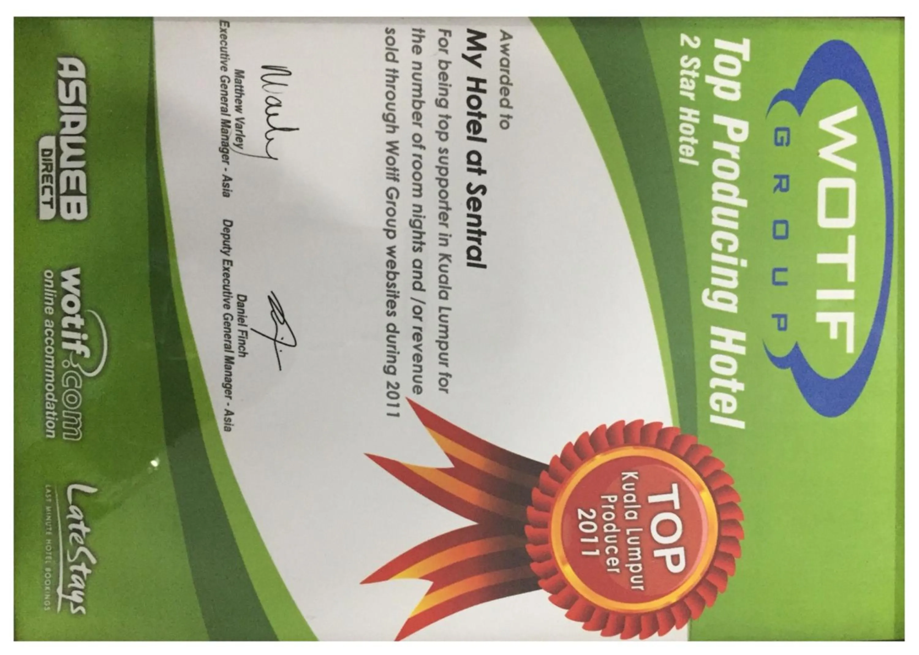 Certificate/Award in My Hotel @ Sentral