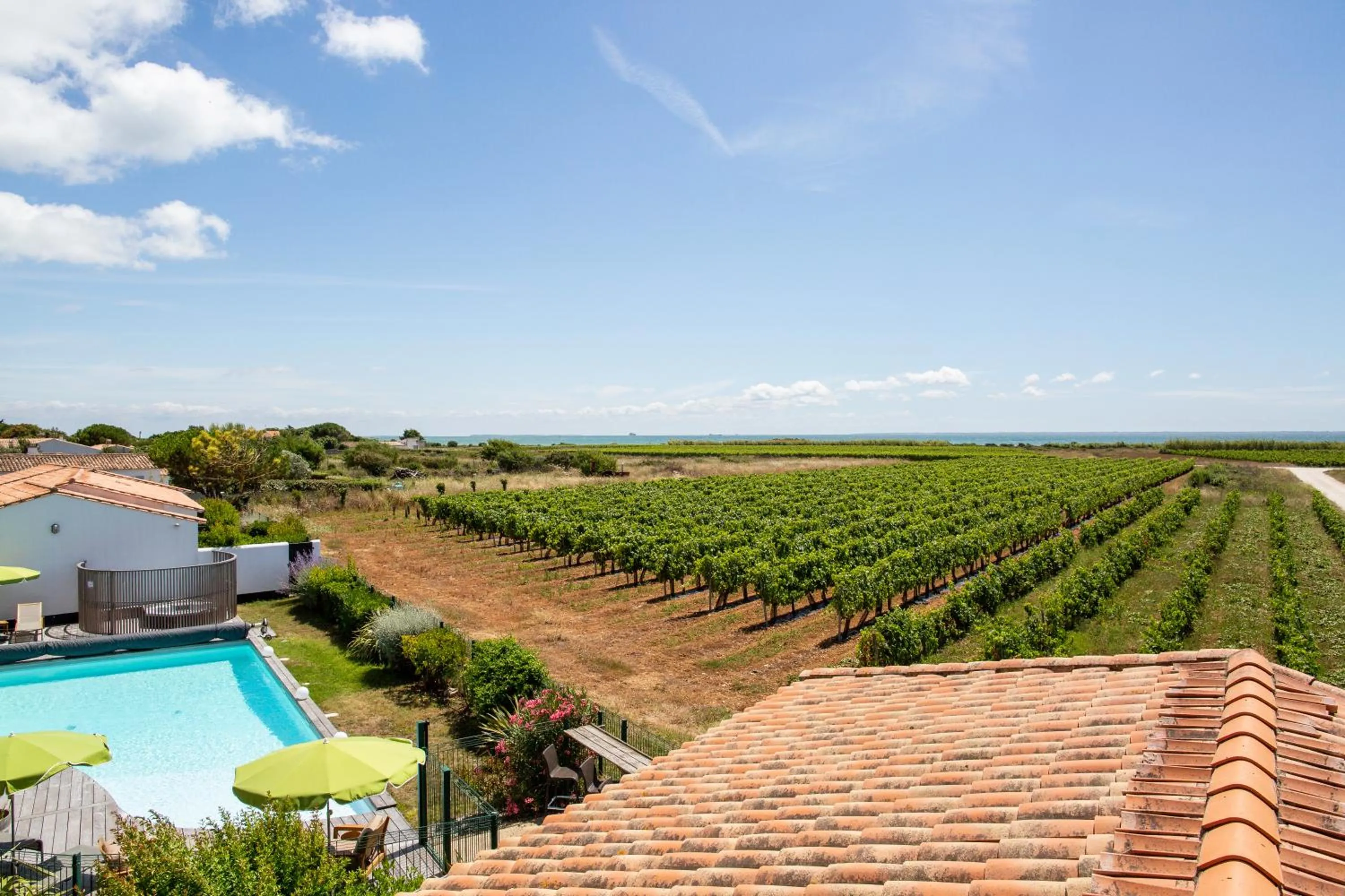 Pool view in Hôtel Les Vignes de la Chapelle, "The Originals Relais"