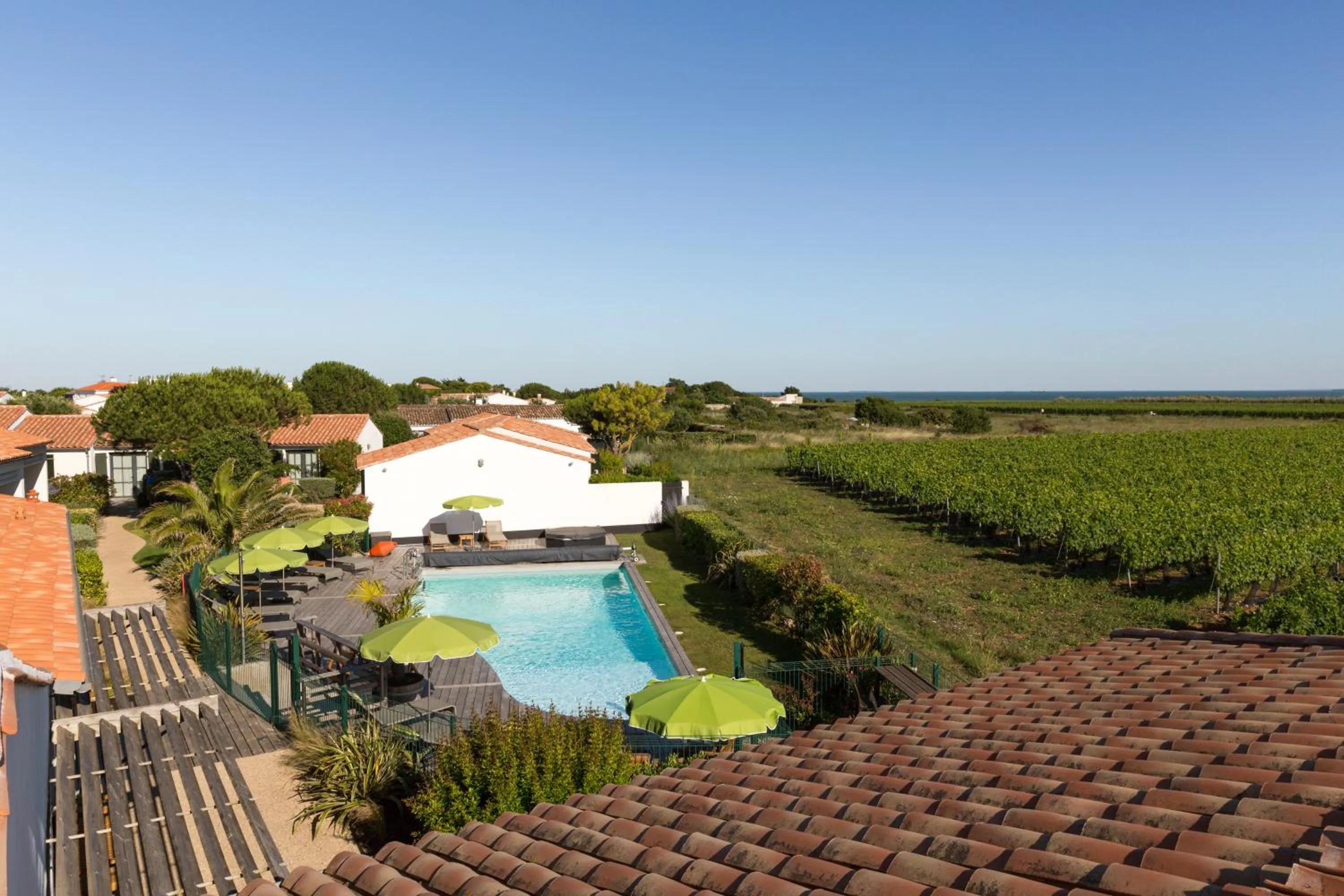 Pool view in Hôtel Les Vignes de la Chapelle, "The Originals Relais"