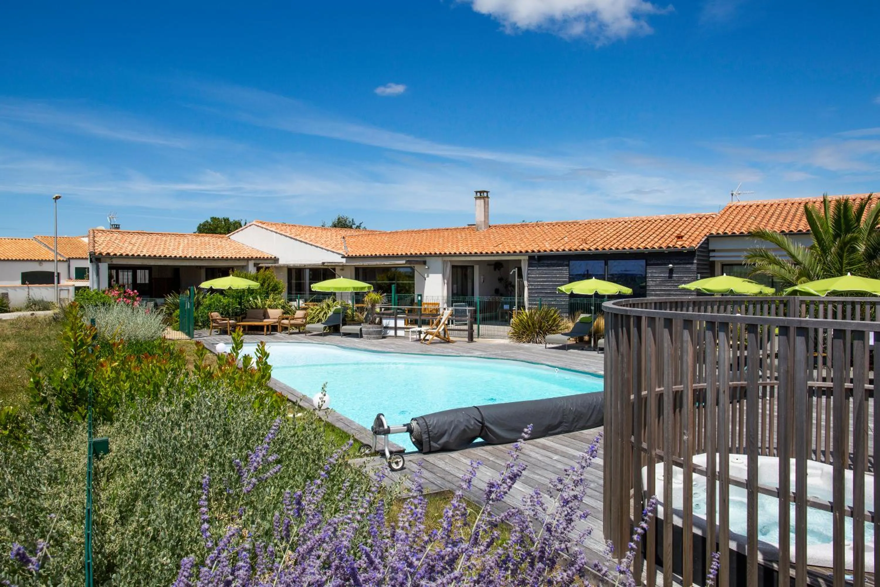 Pool view in Hôtel Les Vignes de la Chapelle, "The Originals Relais"