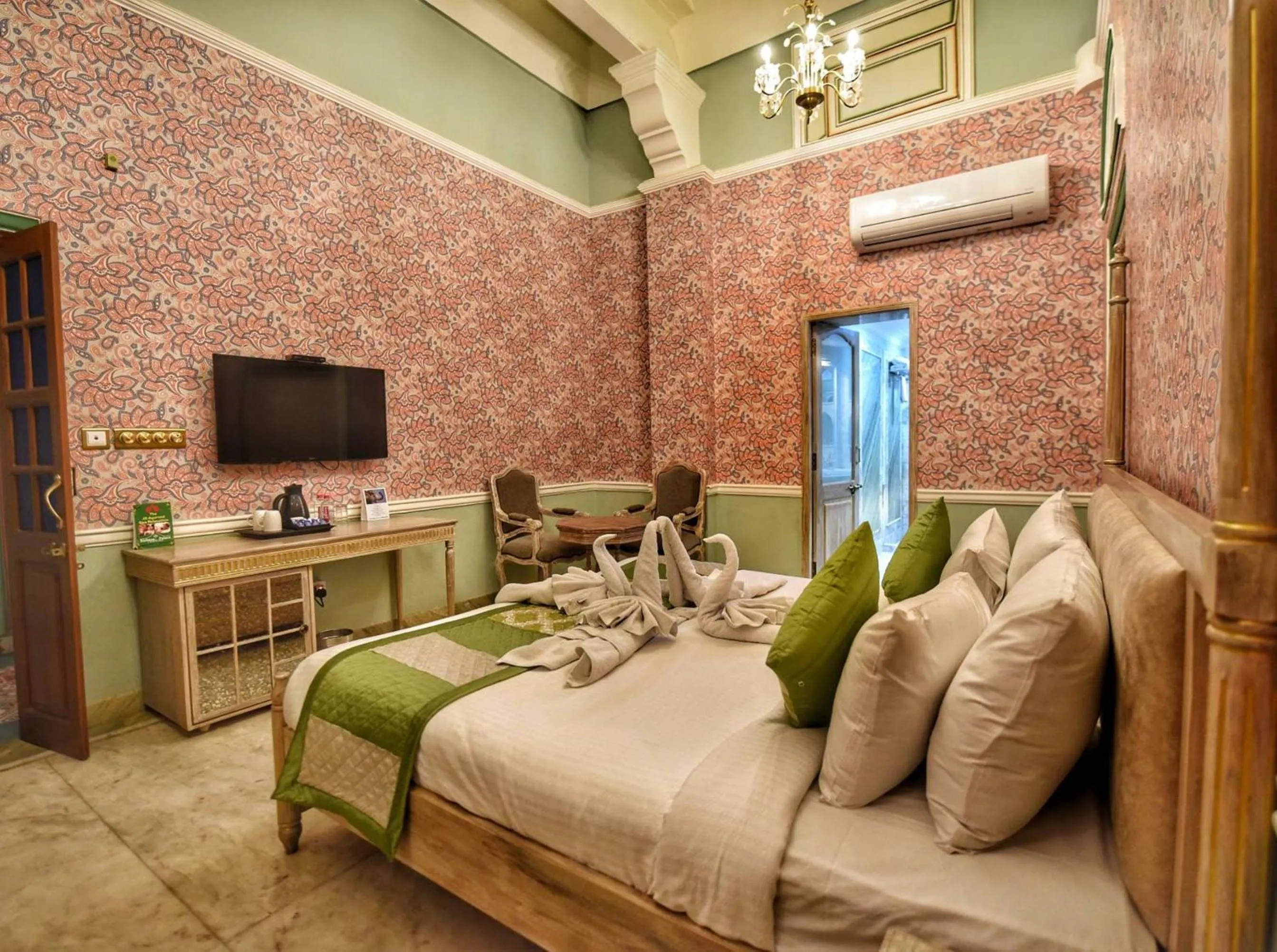 Living room, Bed in Nirbana Palace - A Heritage Hotel and Spa