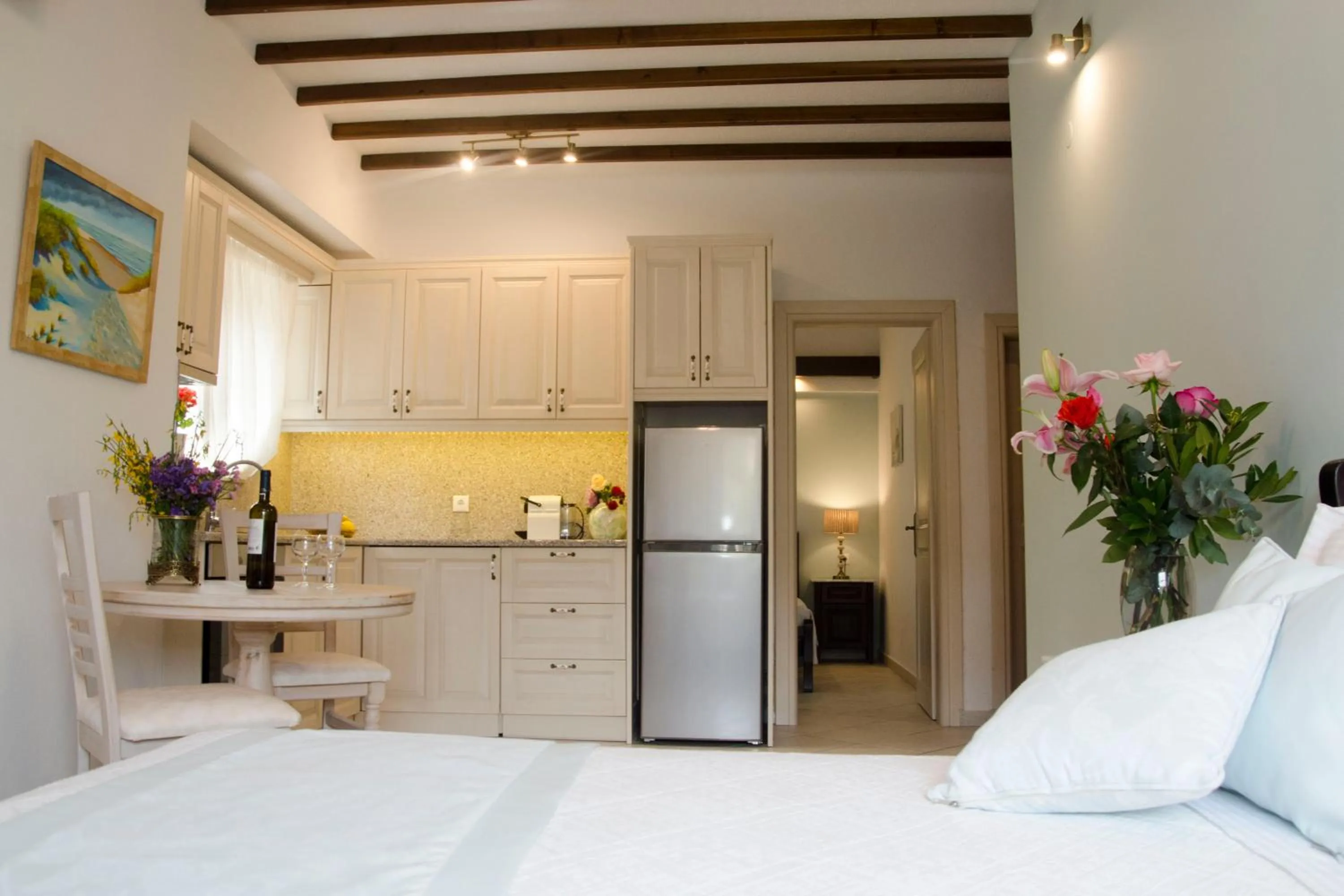 Bed in Afrodite Hotel Apartments