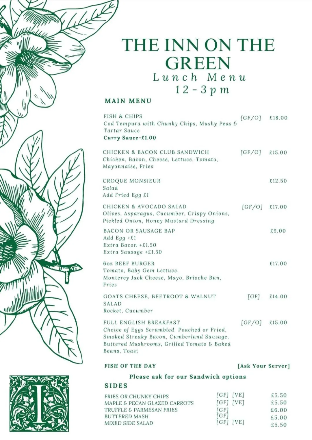 Food and drinks in The Inn On The Green