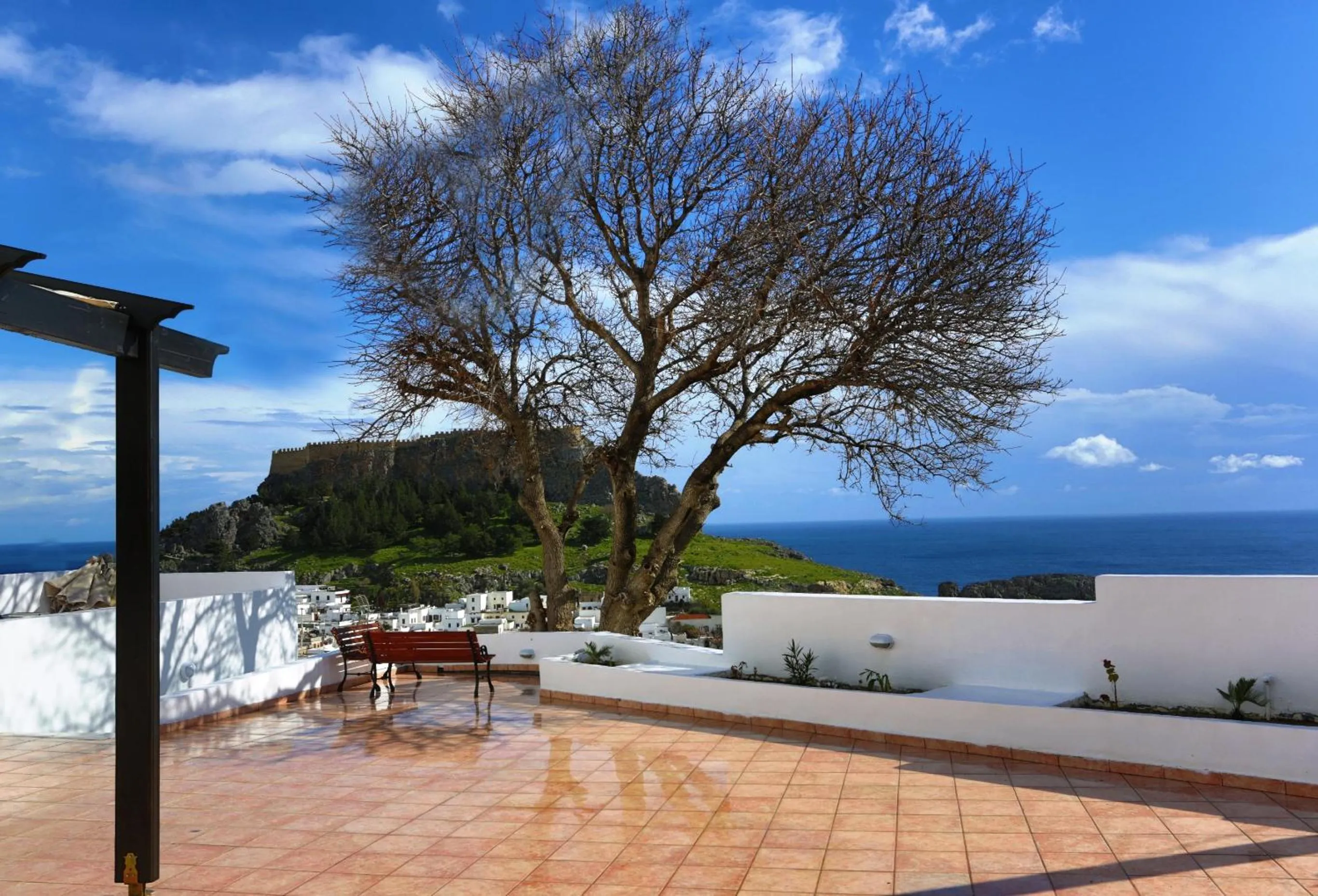 Patio in Little Lindos Sea View Studios