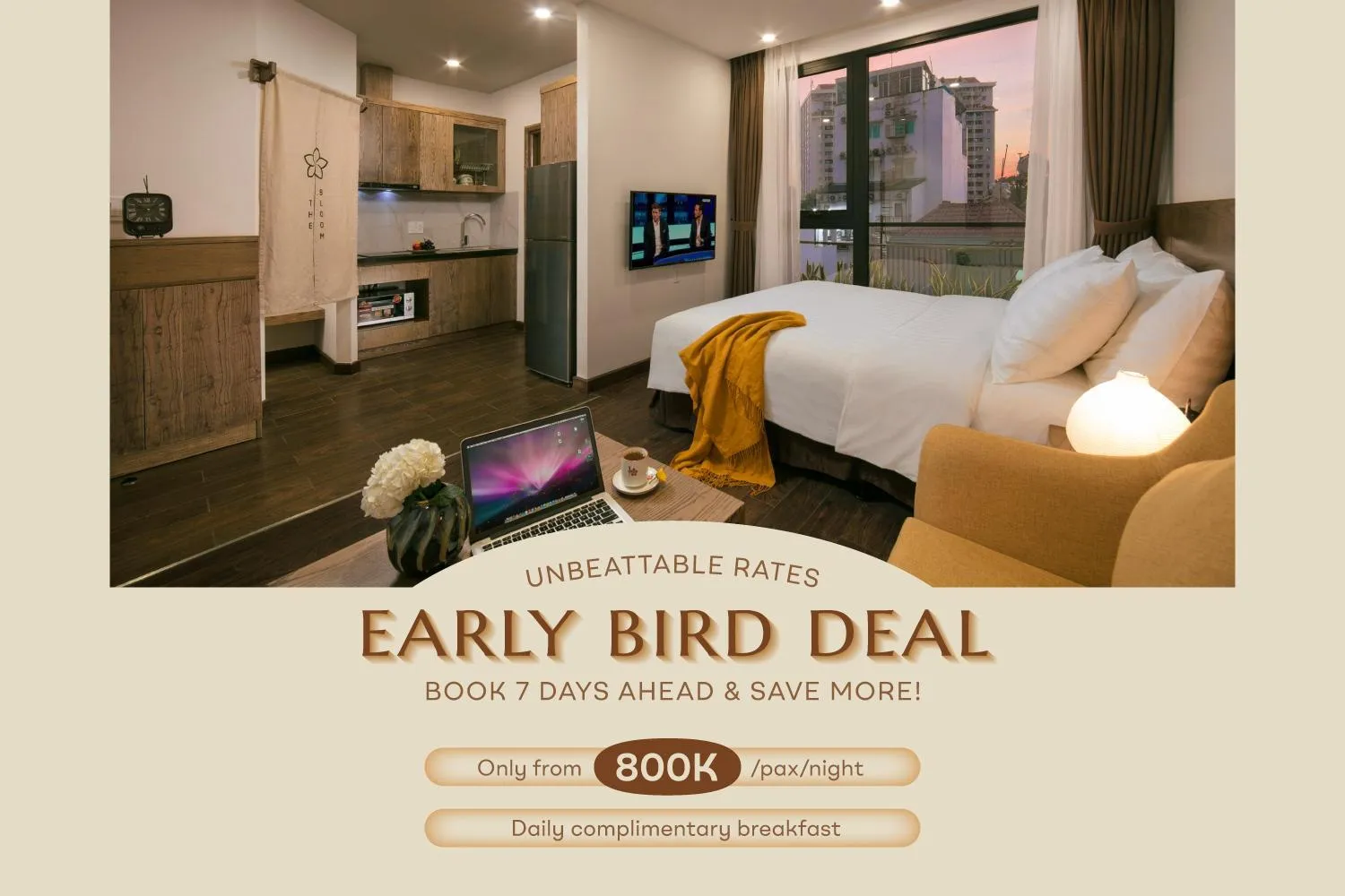 Bed in The Bloom Pham Viet Chanh - Modern Living Space in Saigon - A Top Choice for Western Travelers